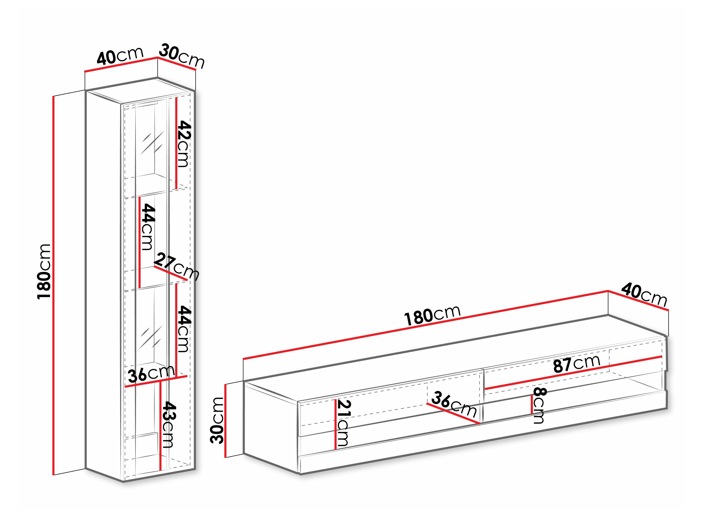 Svetainės komplektas Venenou 118 (Balta + Blizgi balta)