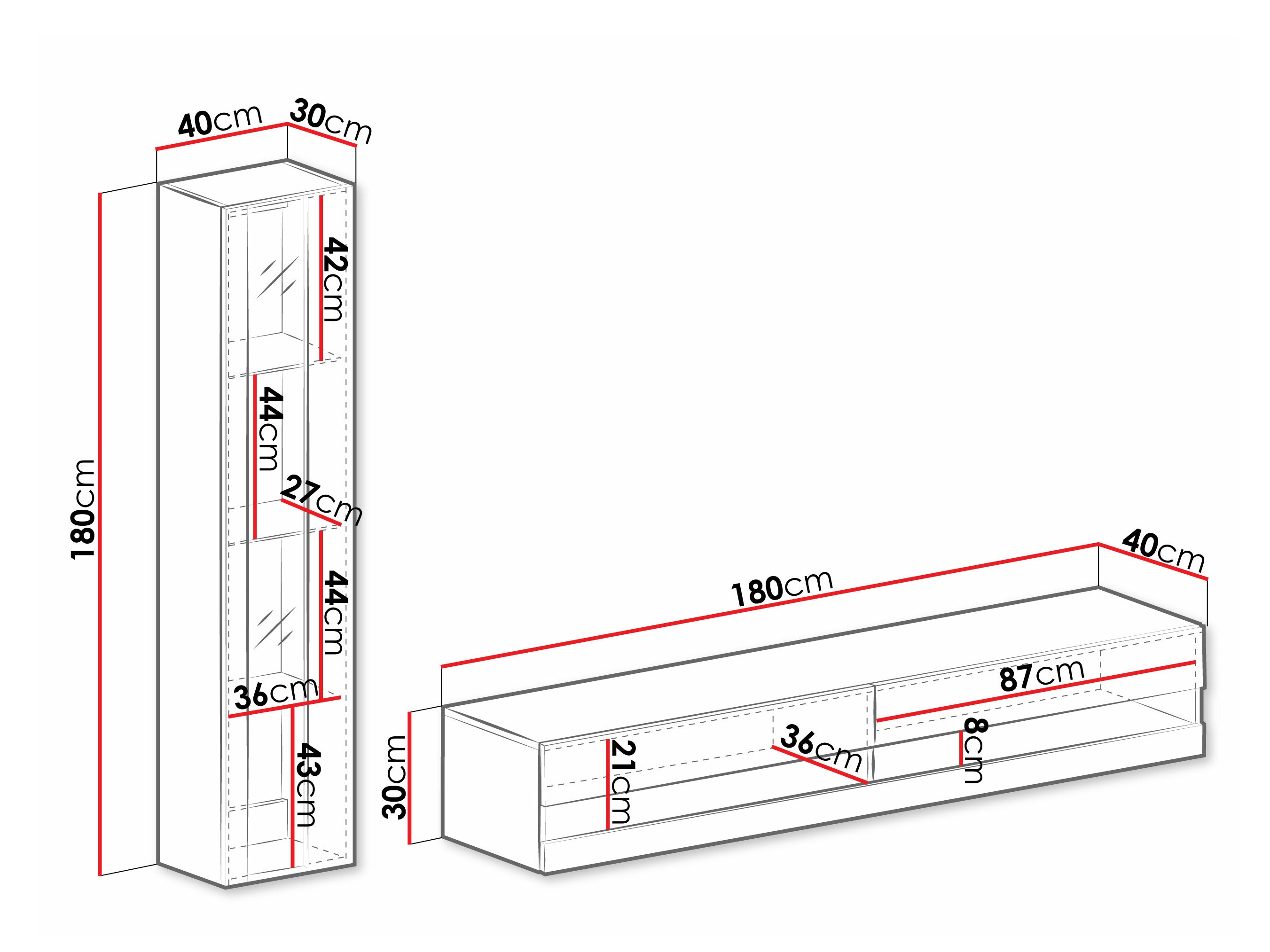 Svetainės komplektas Vilrin VIII (Juoda + Blizgi juoda)