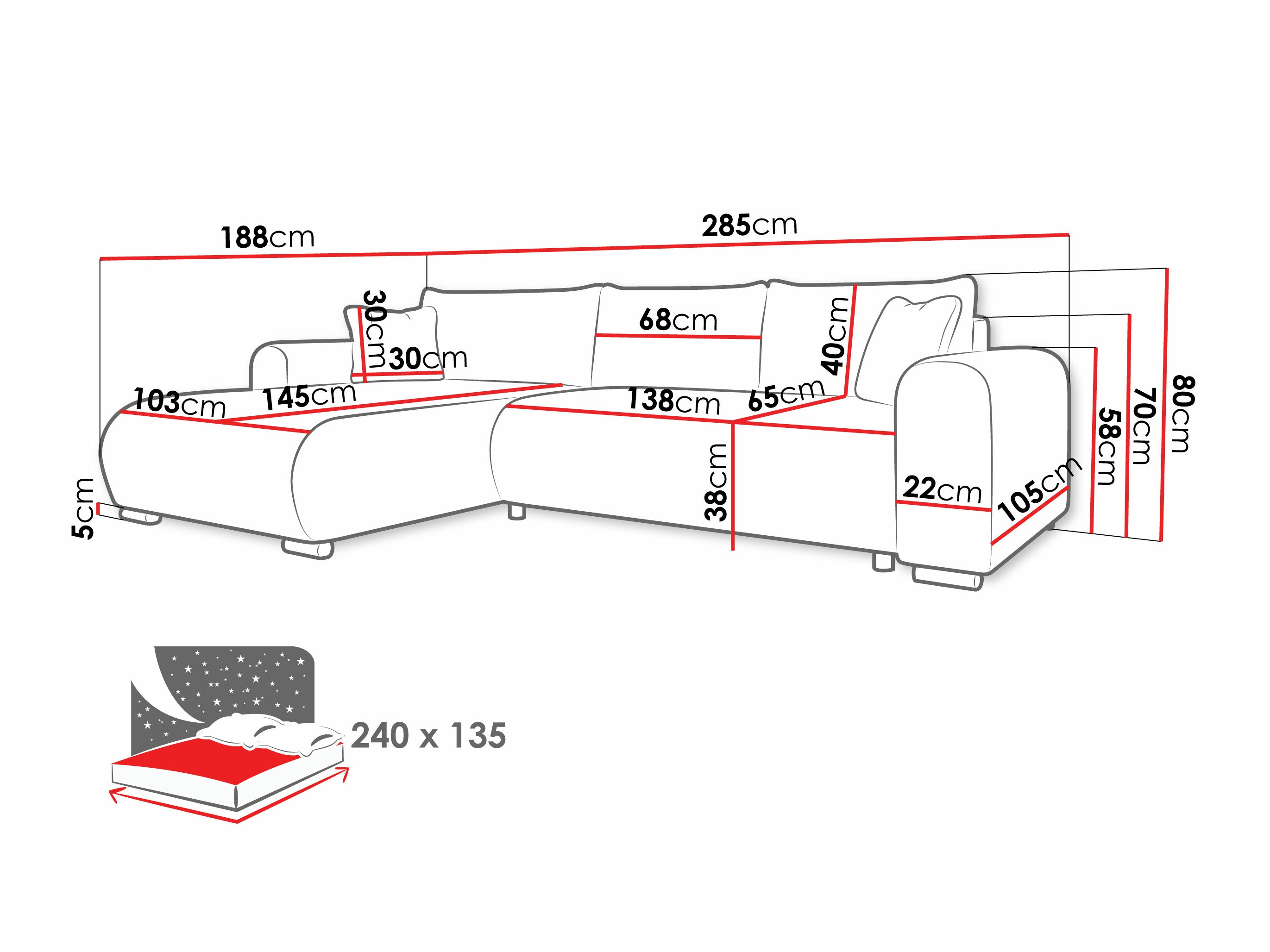 Minkštas kampas Comfivo 410 (Poso 135)