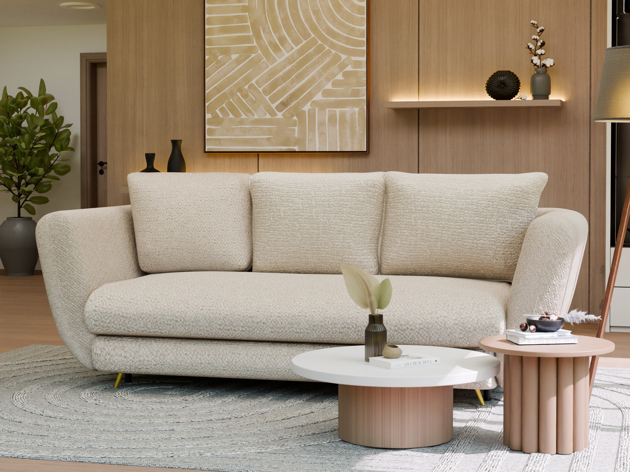 Sofa lova Mandeville 354 (Auksinė + Juoda)