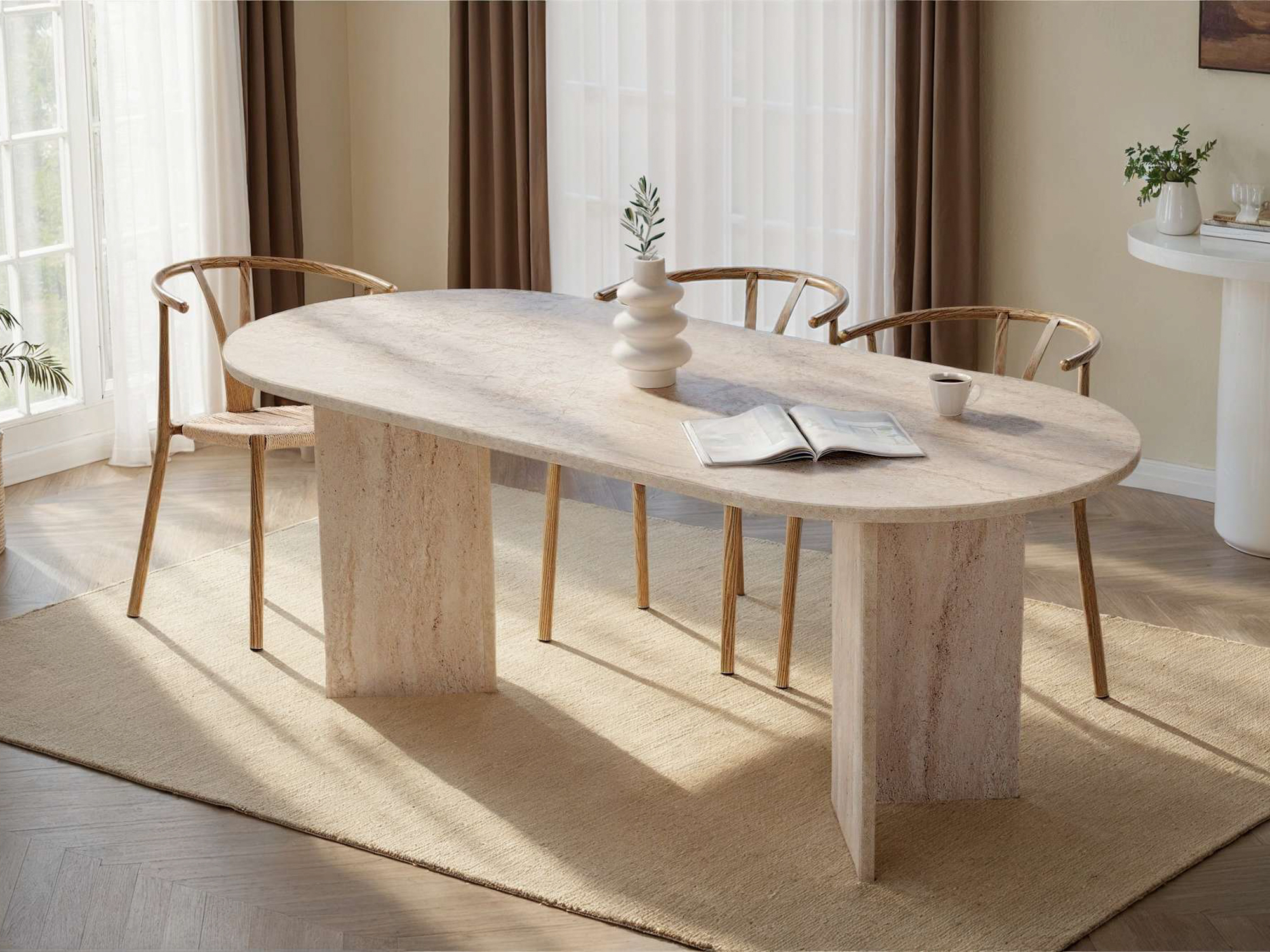 Stalas Novato 138 (Šviesus travertinas)