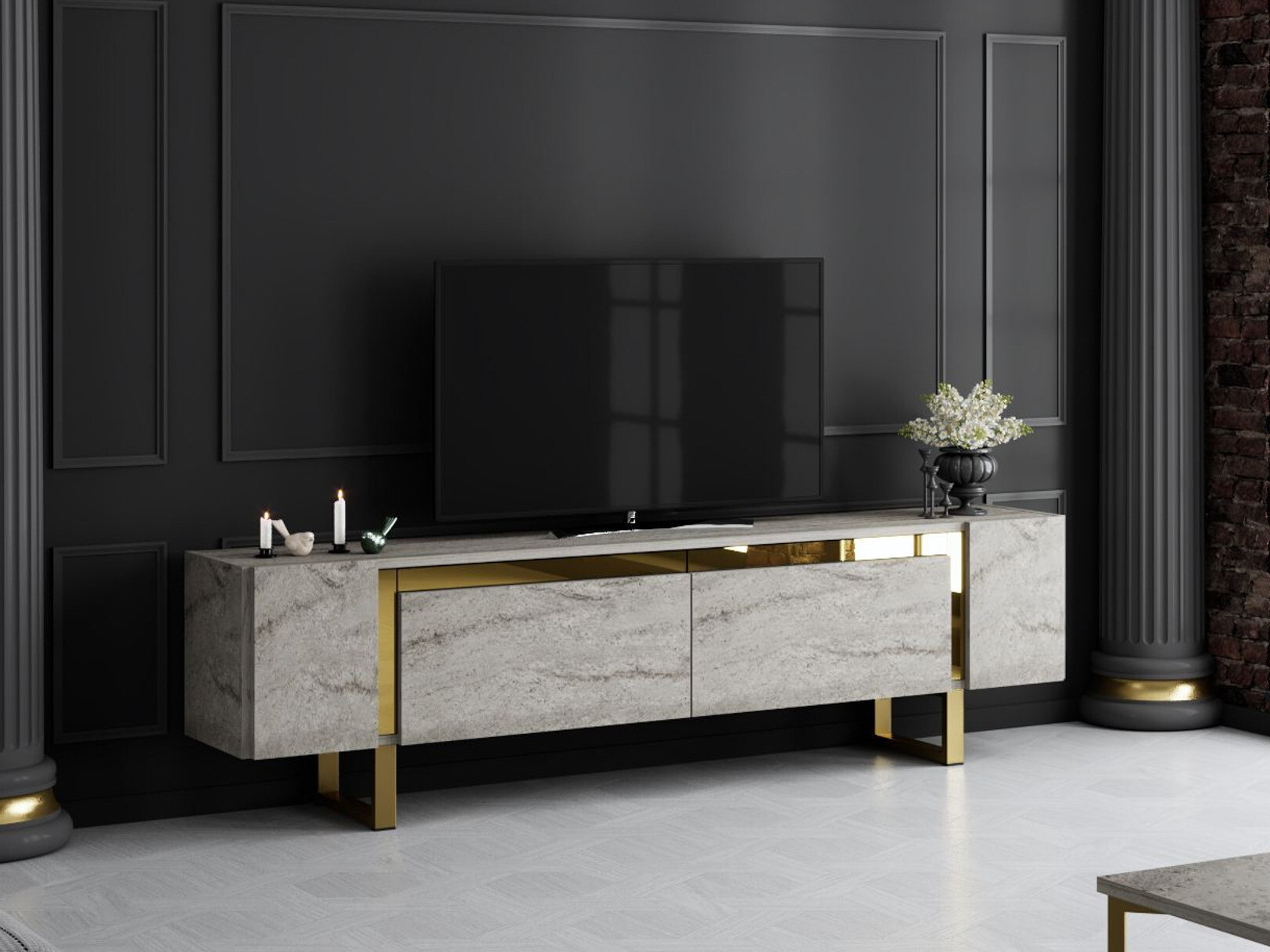 TV staliukas Kailua 2670 (Šviesus travertinas)