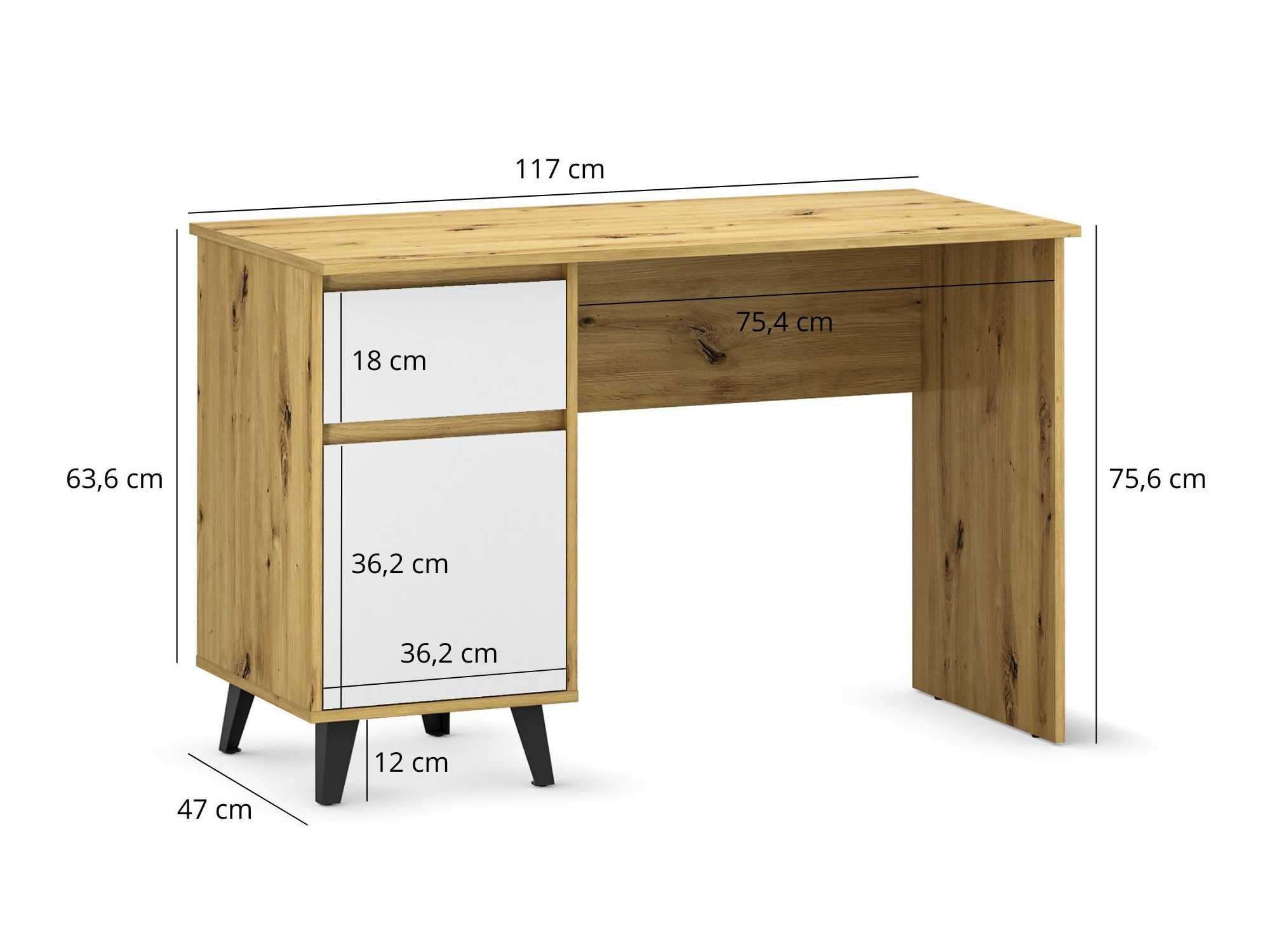 Darbo stalas Tetena 100 (Artisan ąžuolas + Balta)
