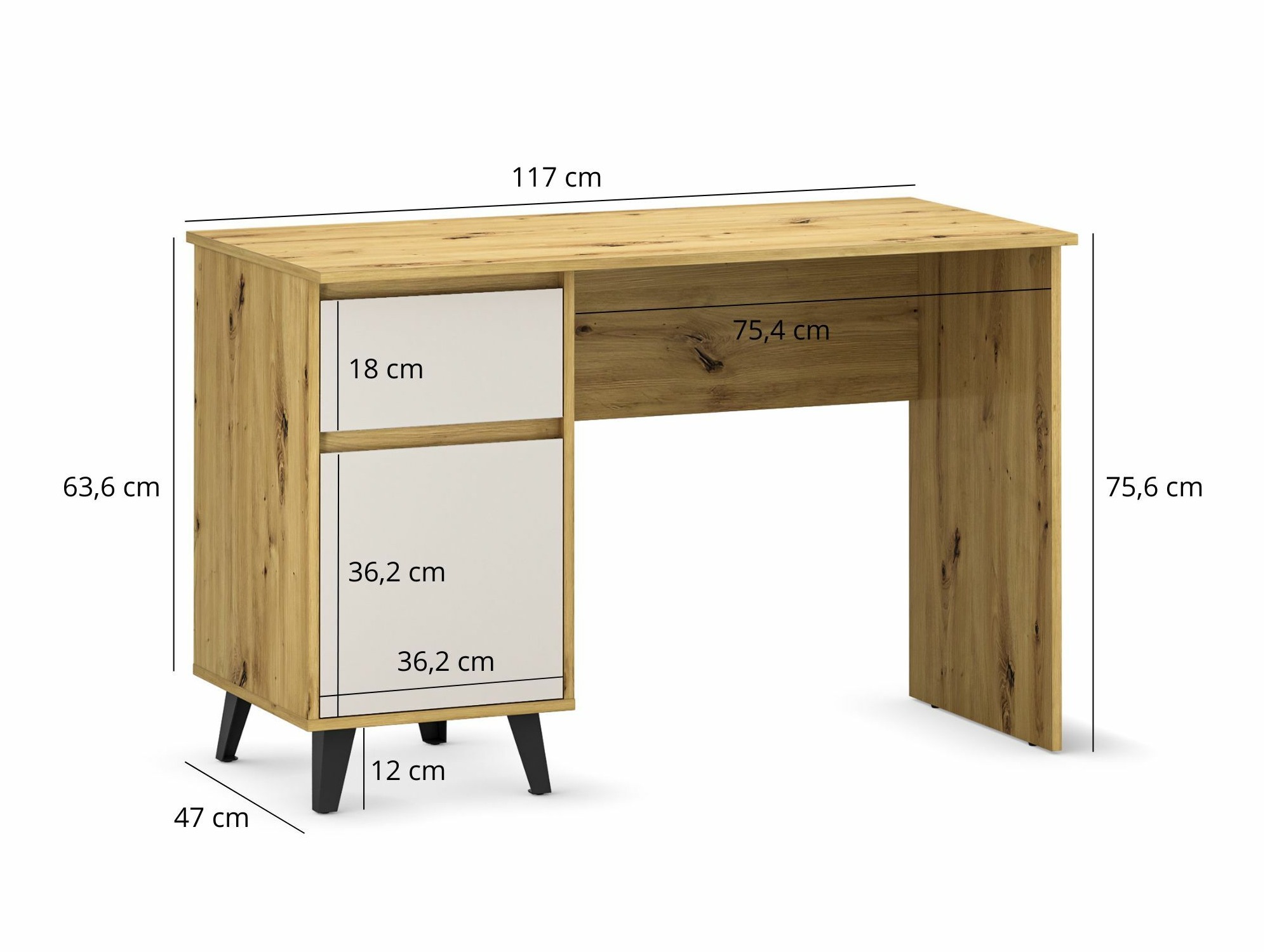 Darbo stalas Tetena 100 (Artisan ąžuolas + Kašmyras)