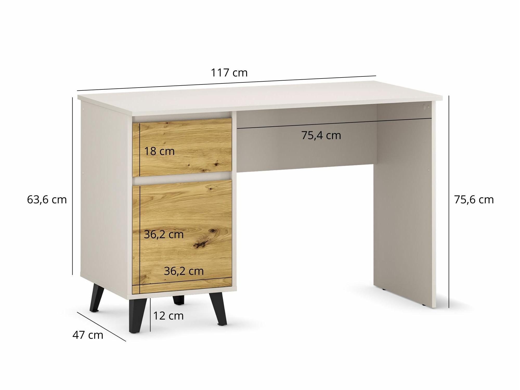 Darbo stalas Tetena 100 (Kašmyras + Artisan ąžuolas)