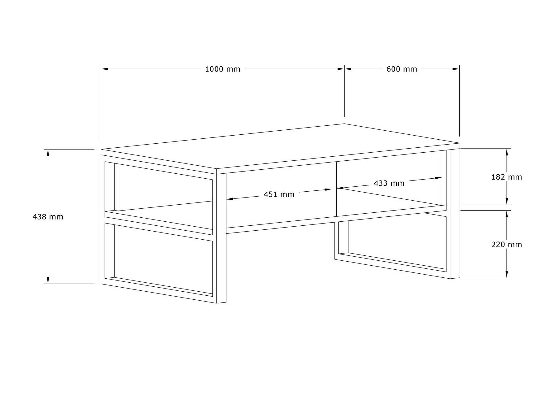 Žurnalinis staliukas Kailua 2687 (Balta + Juoda)
