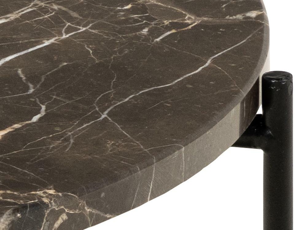 Šoninis staliukas Norsica 608 (Rudas marmuras + Juoda)