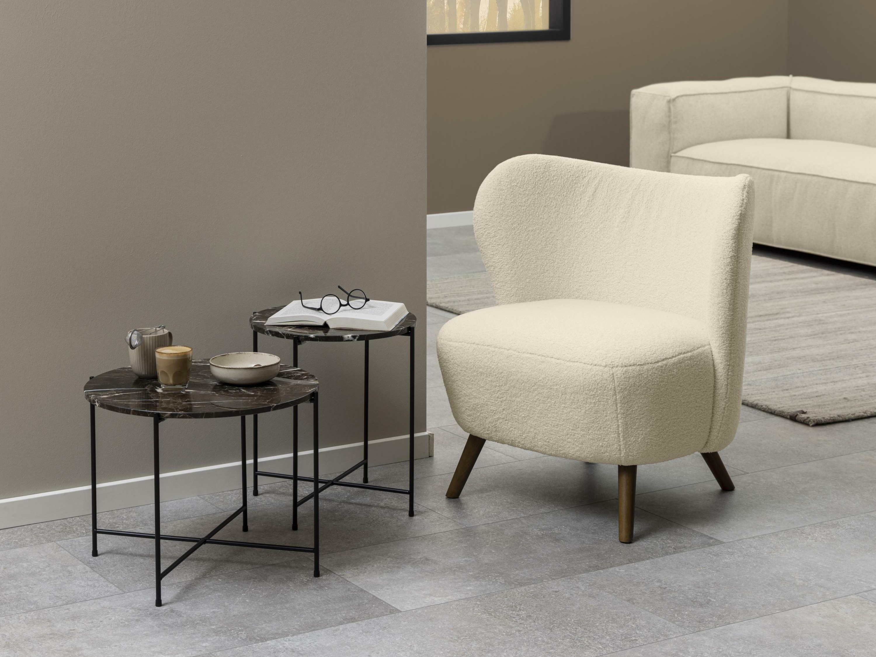 Šoninis staliukas Norsica 608 (Rudas marmuras + Juoda)