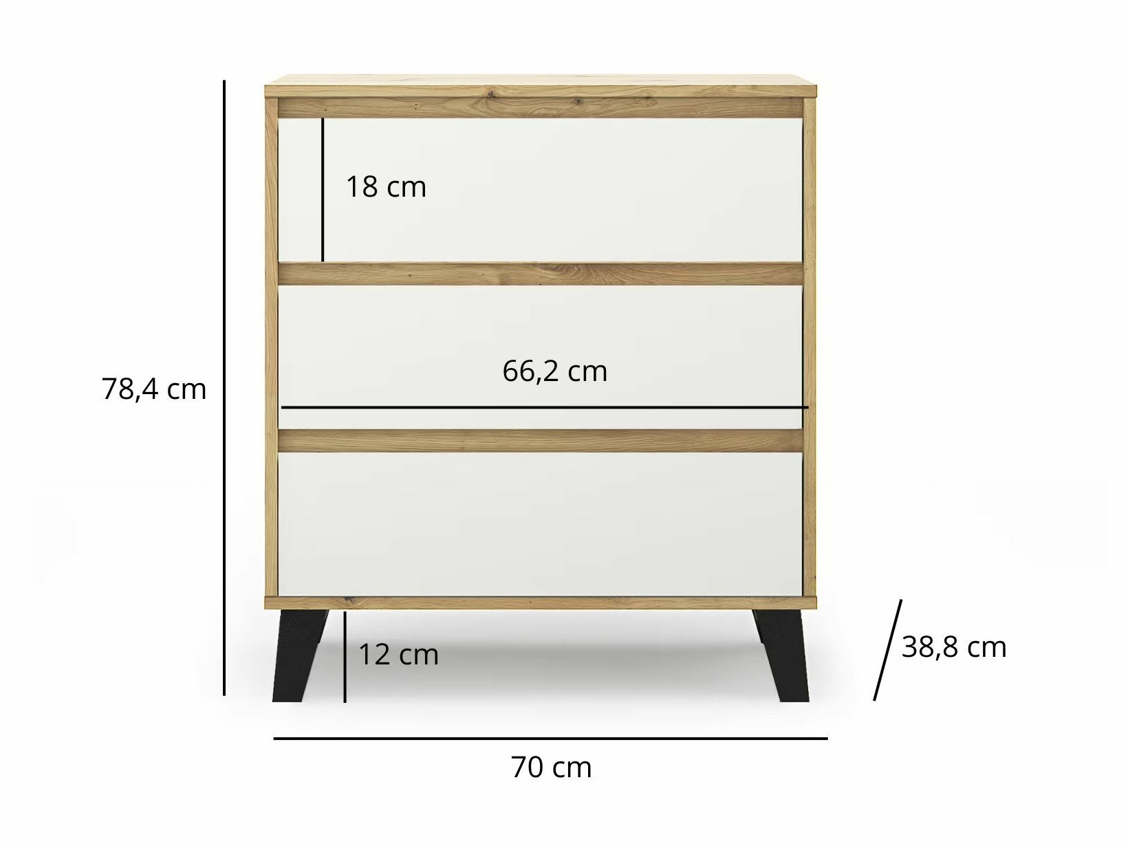 Komoda Tetena 102 (Artisan ąžuolas + Balta)