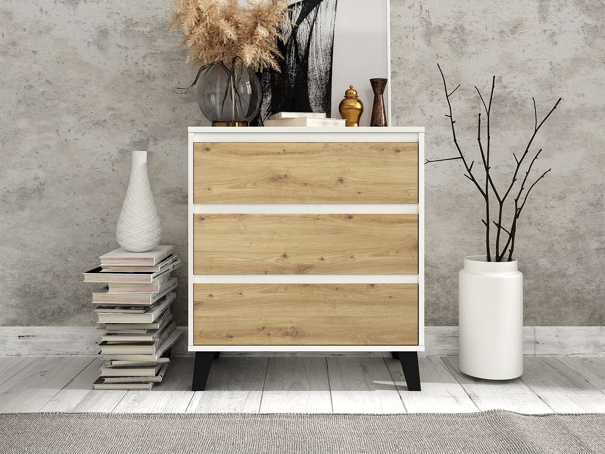 Komoda Tetena 102 (Balta + Artisan ąžuolas)