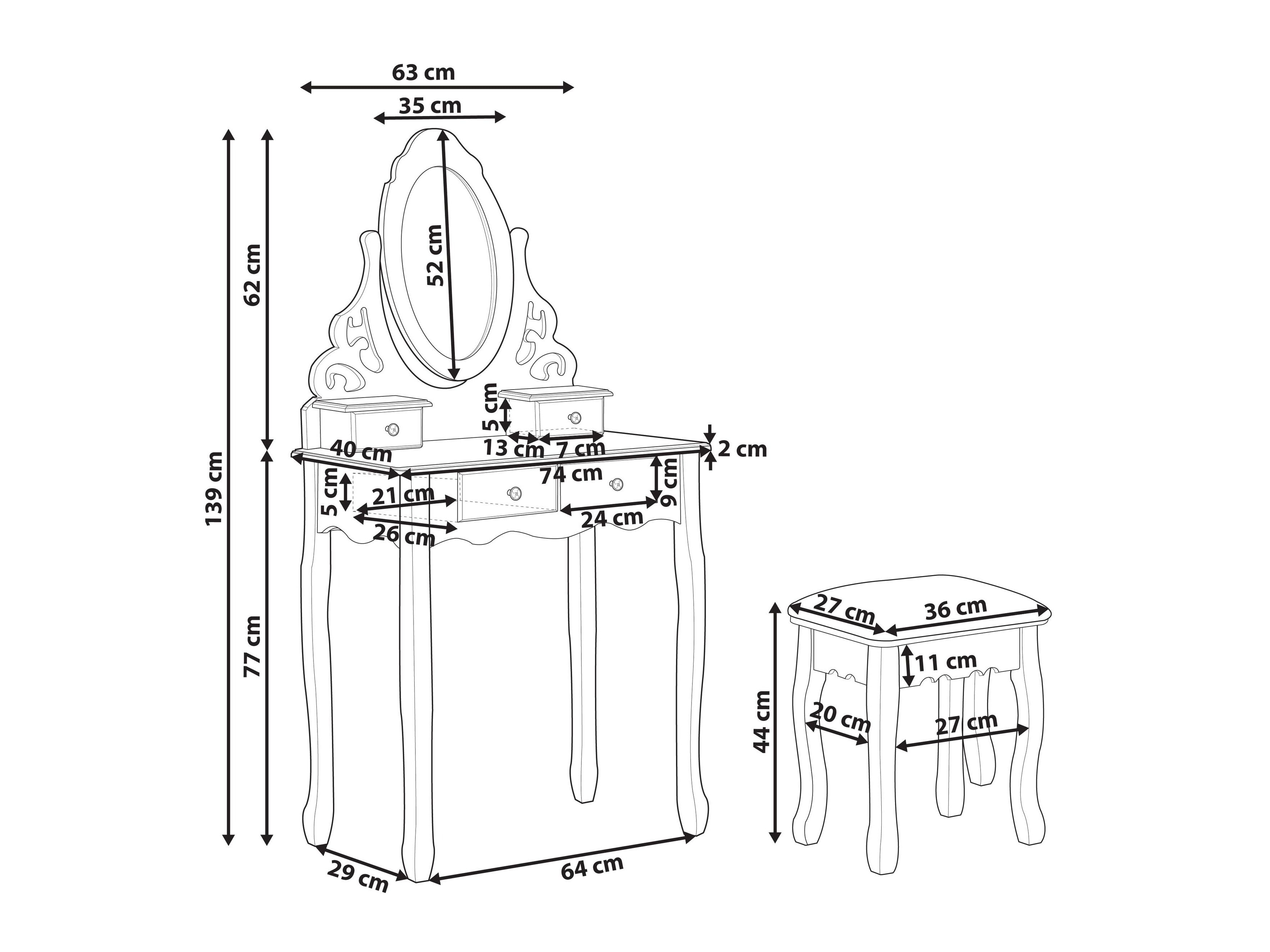 Makiažo staliukas Berwyn 1675