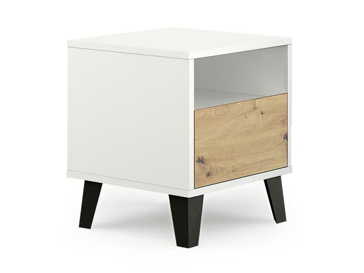 Naktinis staliukas Tetena 105 (Balta + Artisan ąžuolas)