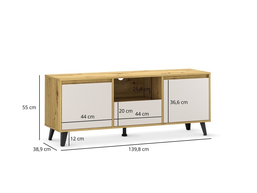 TV staliukas Tetena 106 (Artisan ąžuolas + Kašmyras)