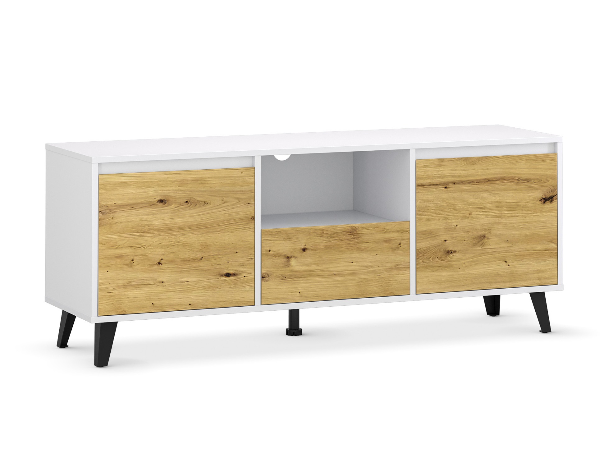 TV staliukas Tetena 106 (Balta + Artisan ąžuolas)