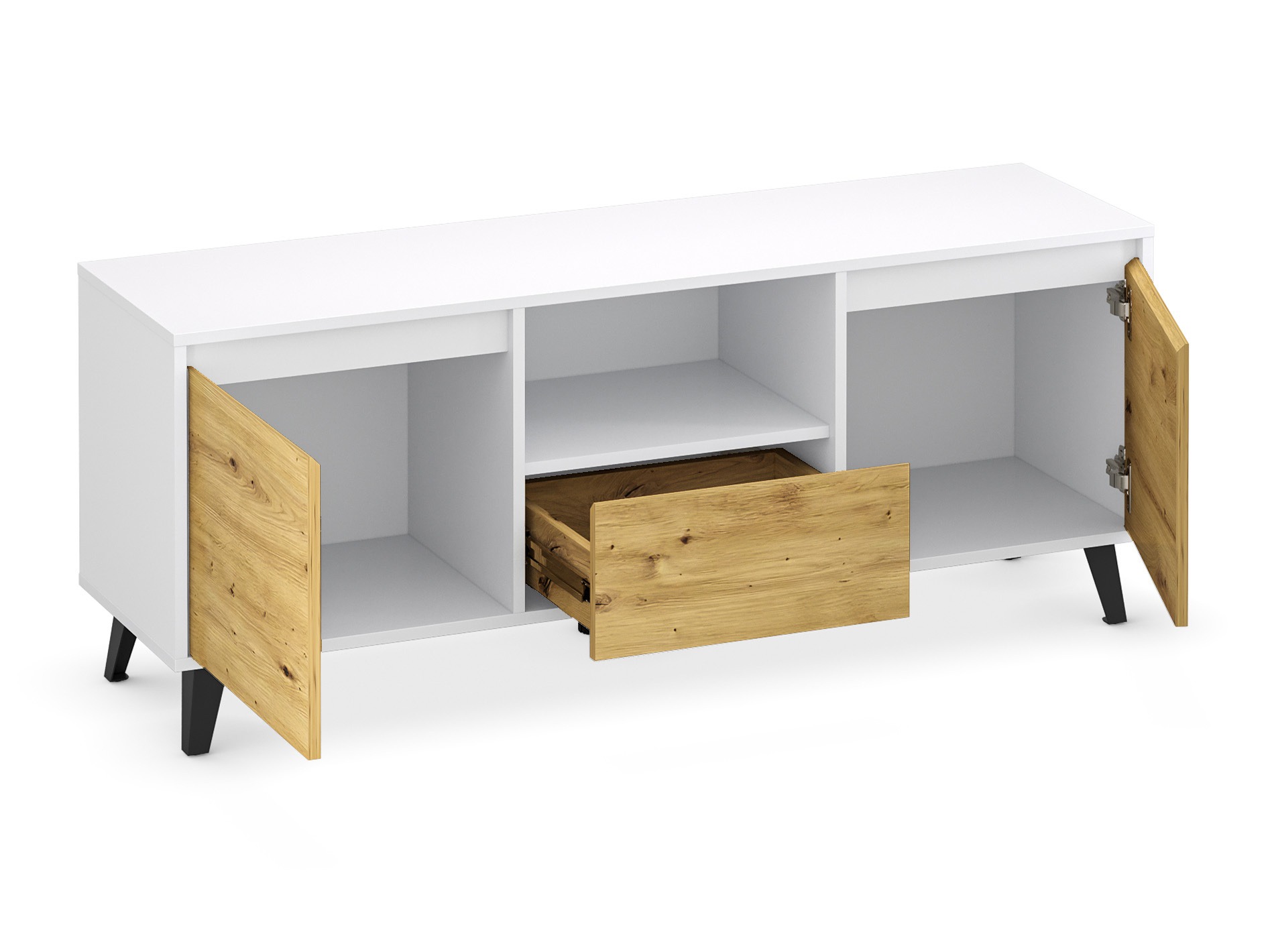 TV staliukas Tetena 106 (Balta + Artisan ąžuolas)