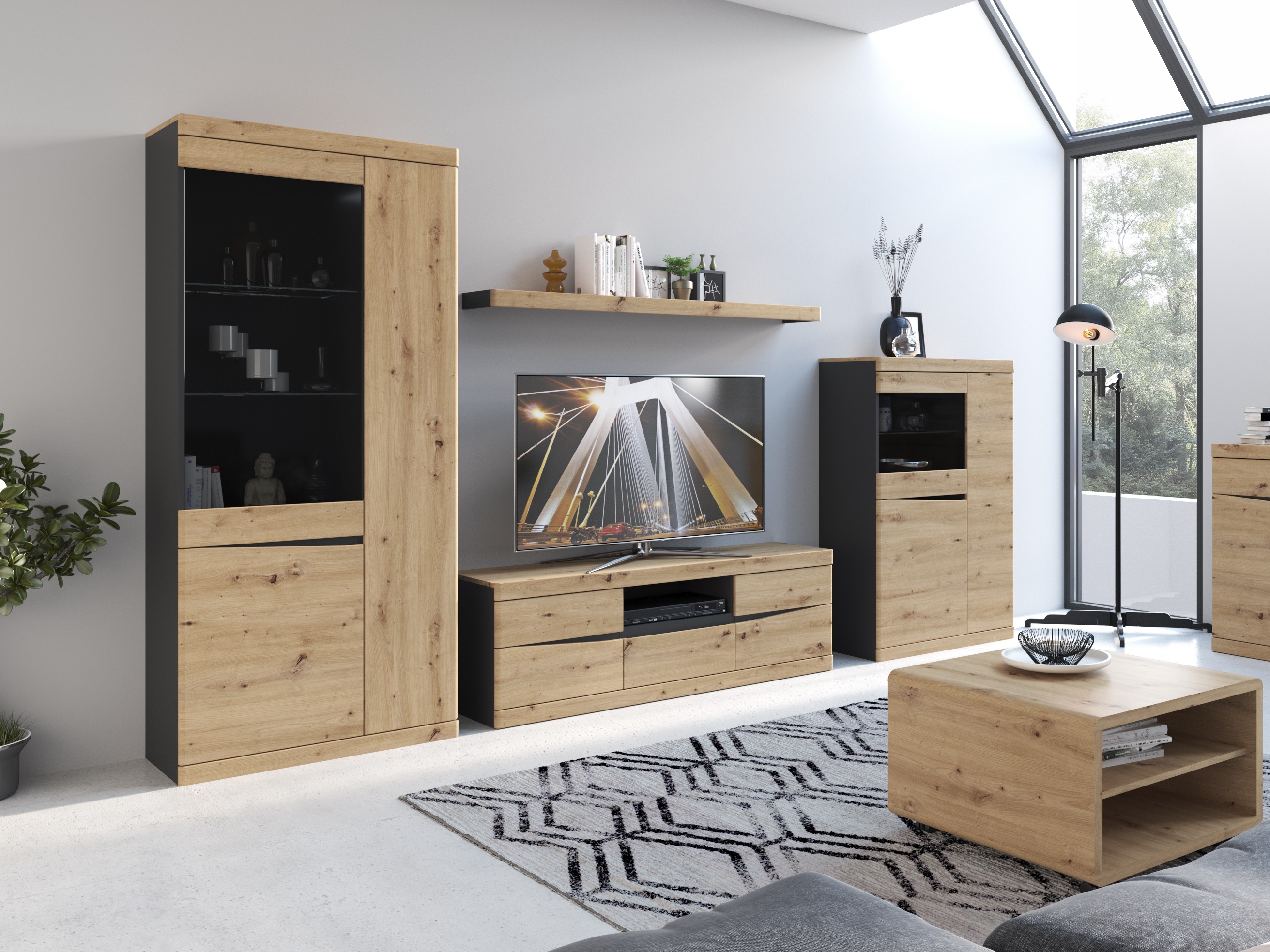 Lentyna Venlori 128 (Antracitas + Artisan ąžuolas)