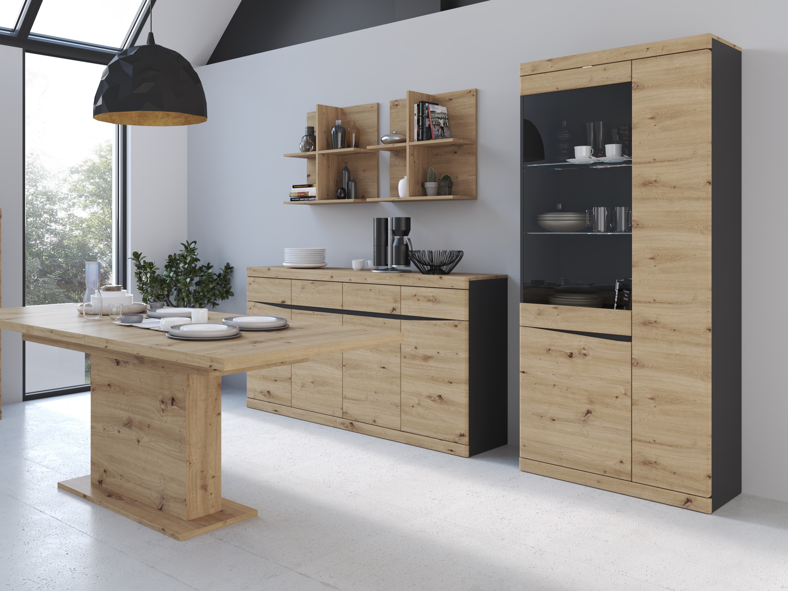 Lentyna Venlori 128 (Antracitas + Artisan ąžuolas)