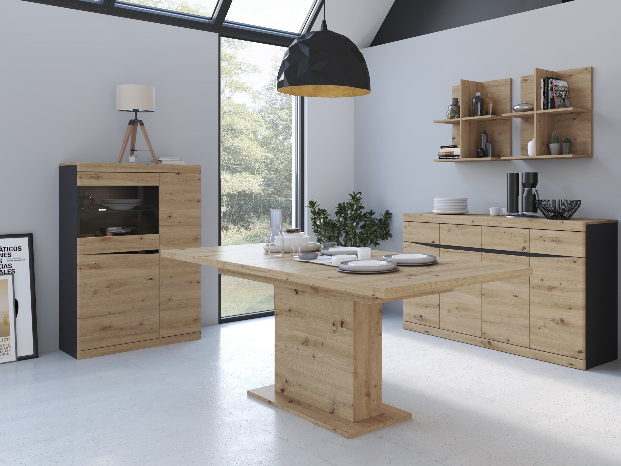 Lentyna Venlori 129 (Antracitas + Artisan ąžuolas)