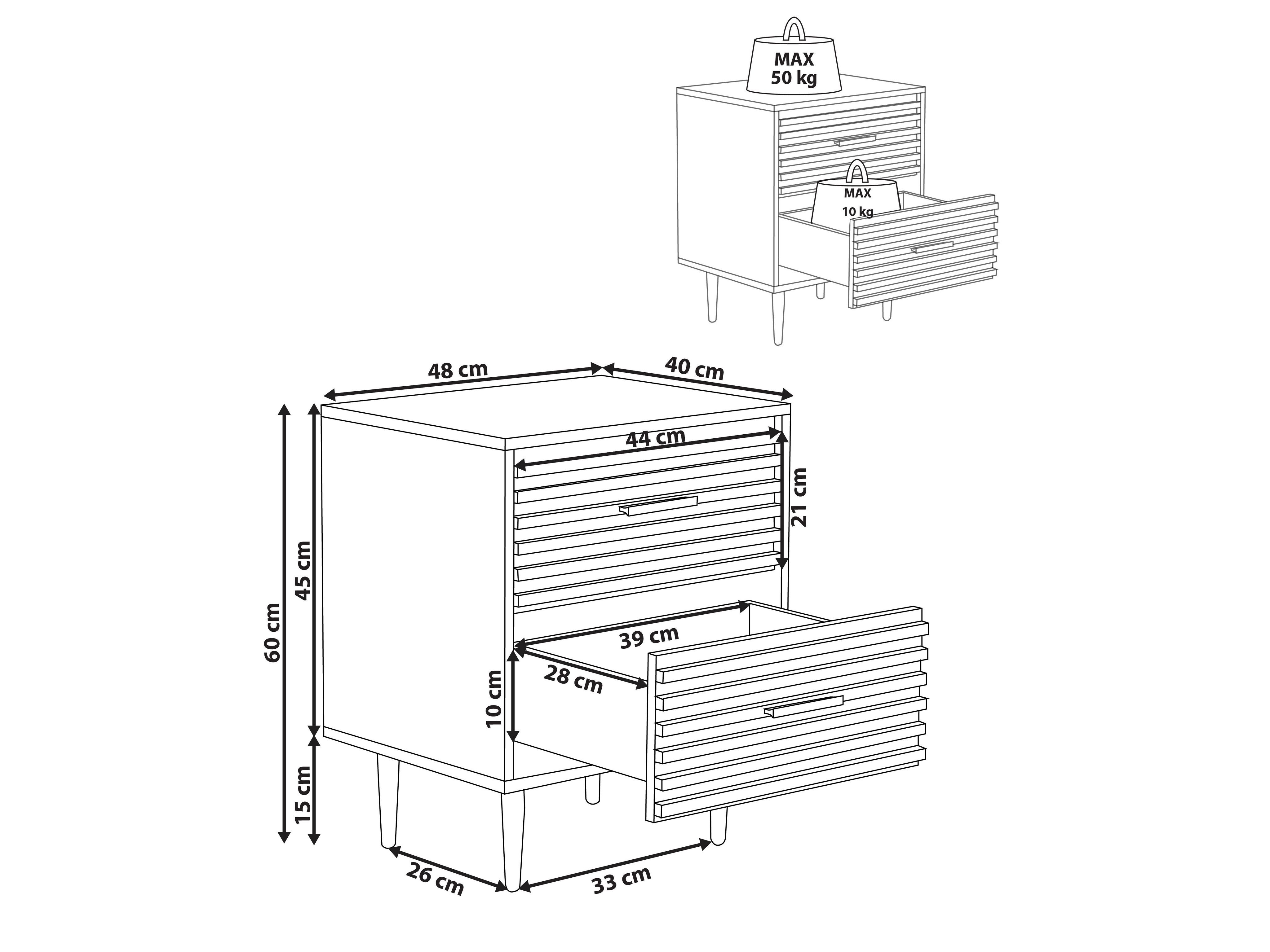 Naktinis staliukas Berwyn 2913 (Šviesi ruda)