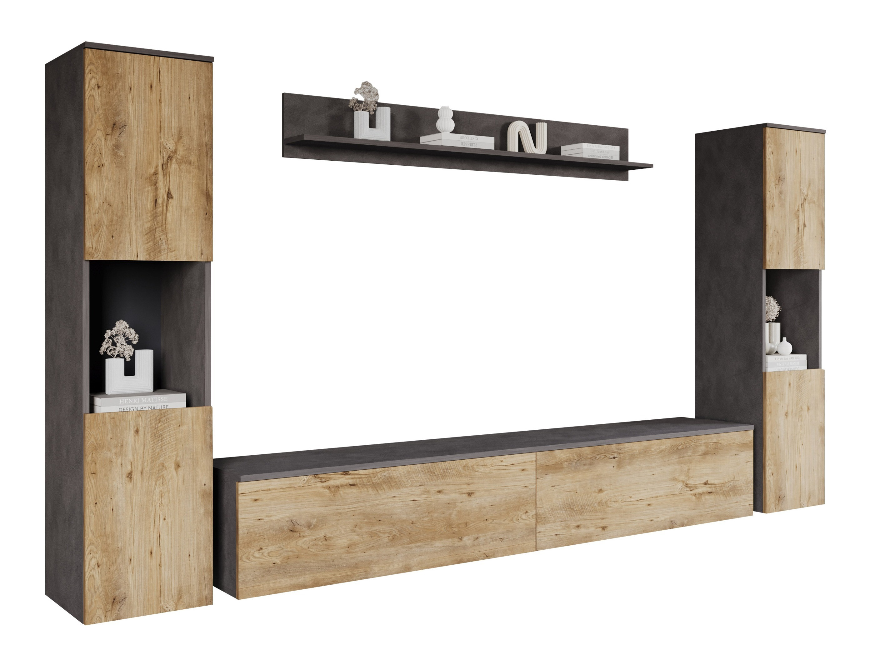 Svetainės komplektas Sarasota 131 (Matera pilka + Kaštonas)