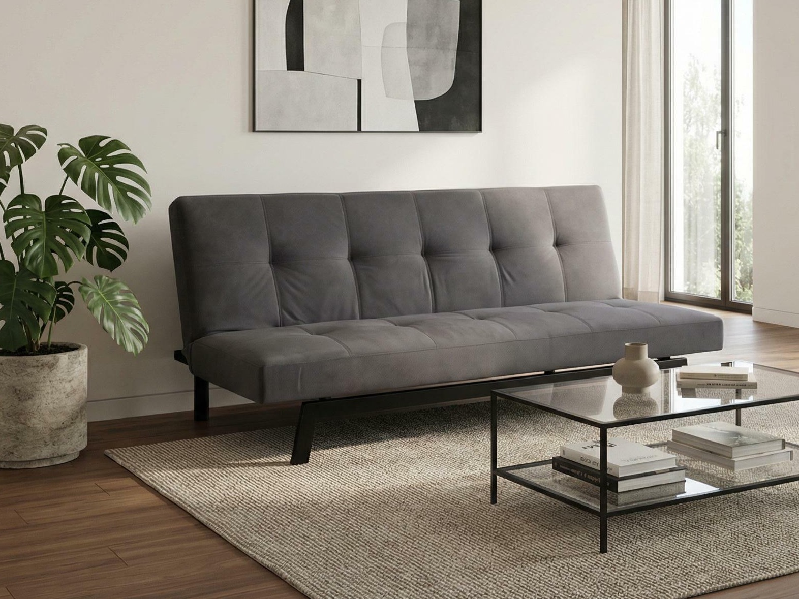 Sofa lova Dallas 1710 (Tamsi pilka + Juoda)