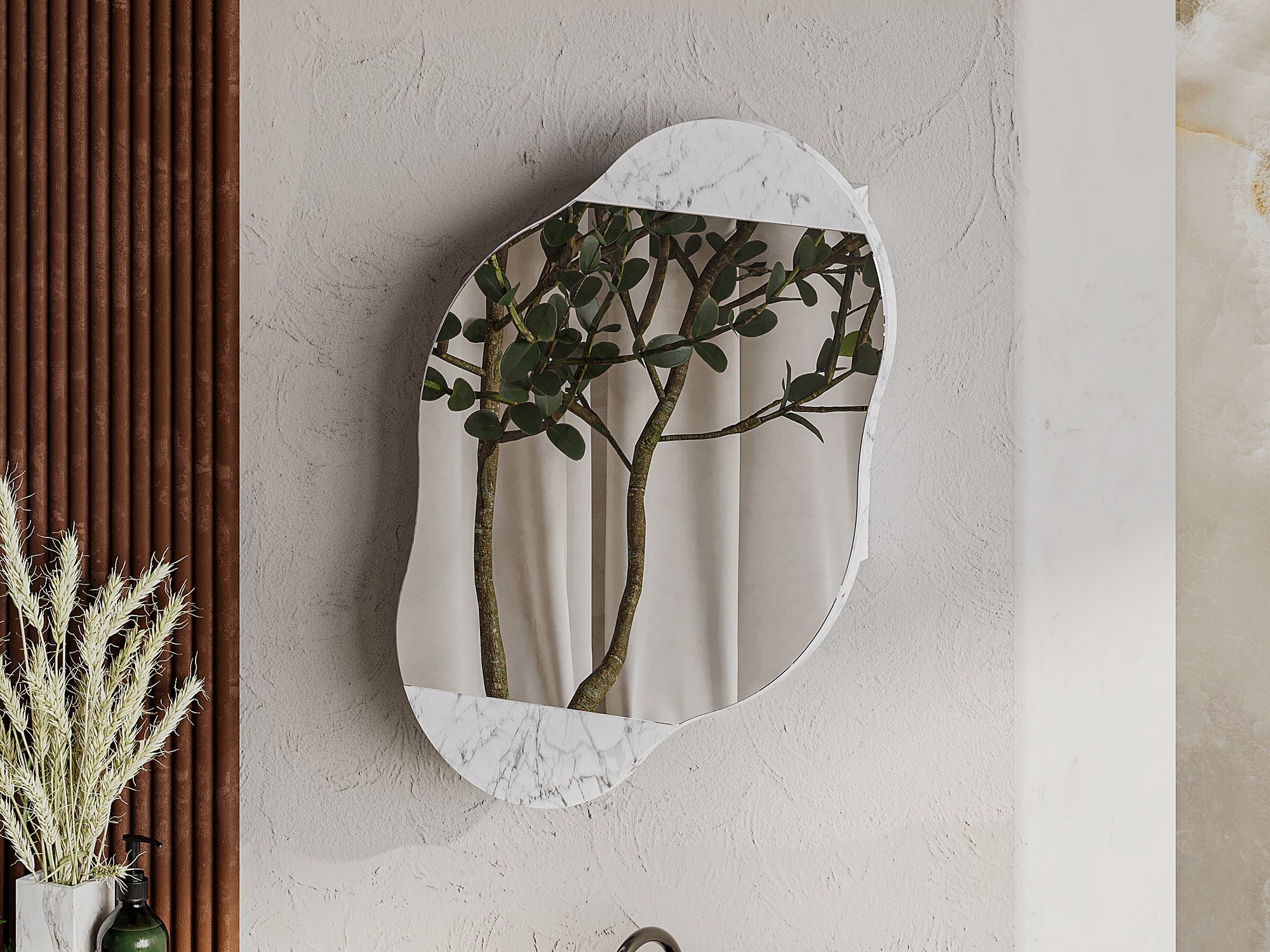 Vonios spintelė su veidrodžiu Kailua 2711 (Baltas marmuras)