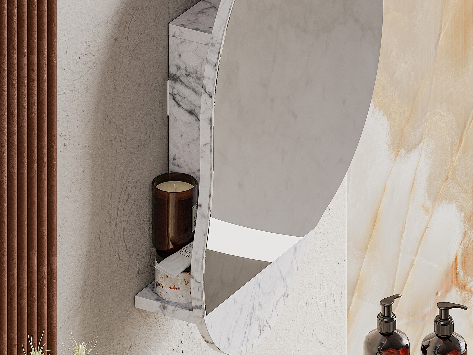 Vonios spintelė su veidrodžiu Kailua 2711 (Baltas marmuras)