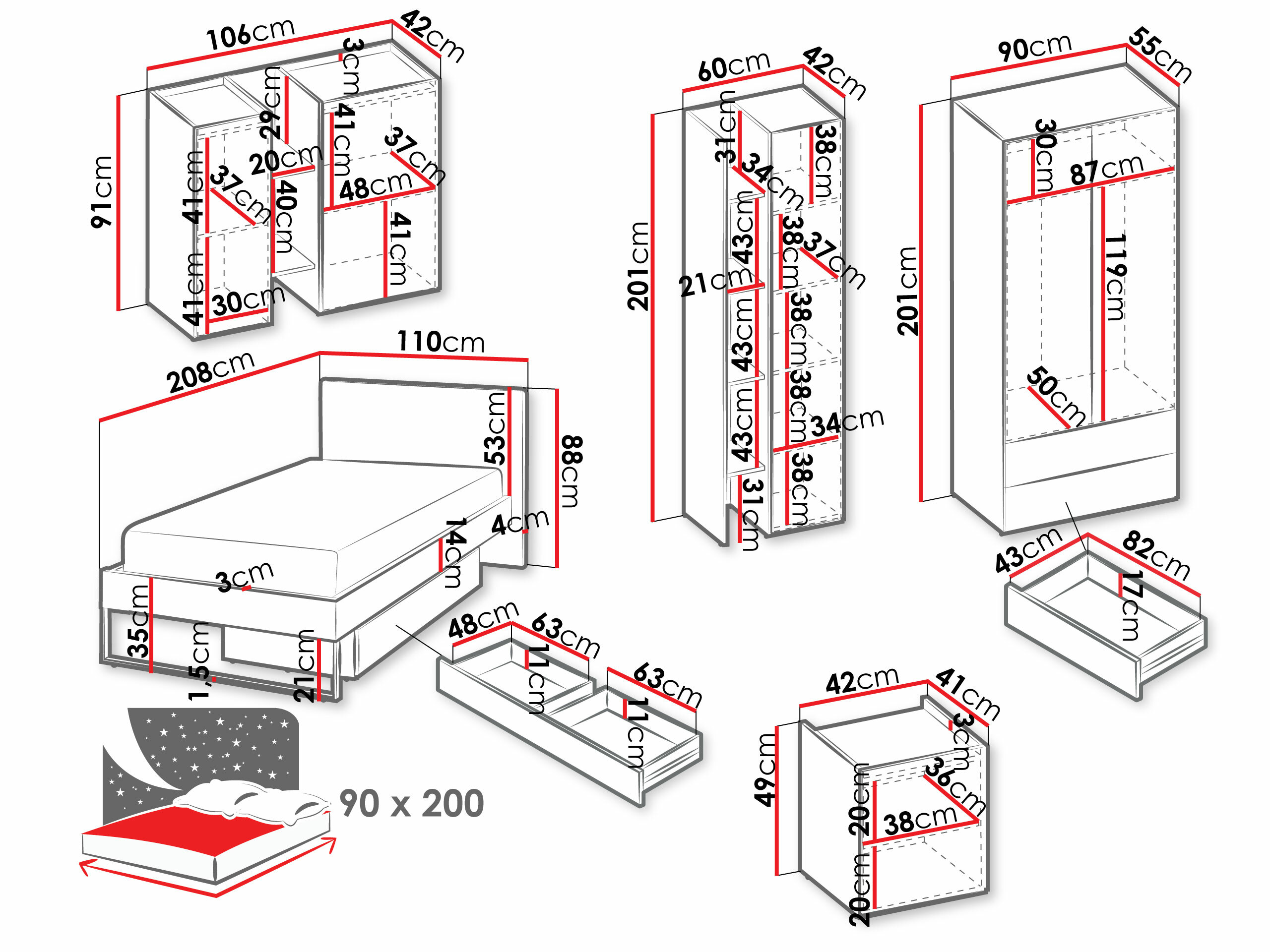 Miegamojo komplektas Tivseva 114