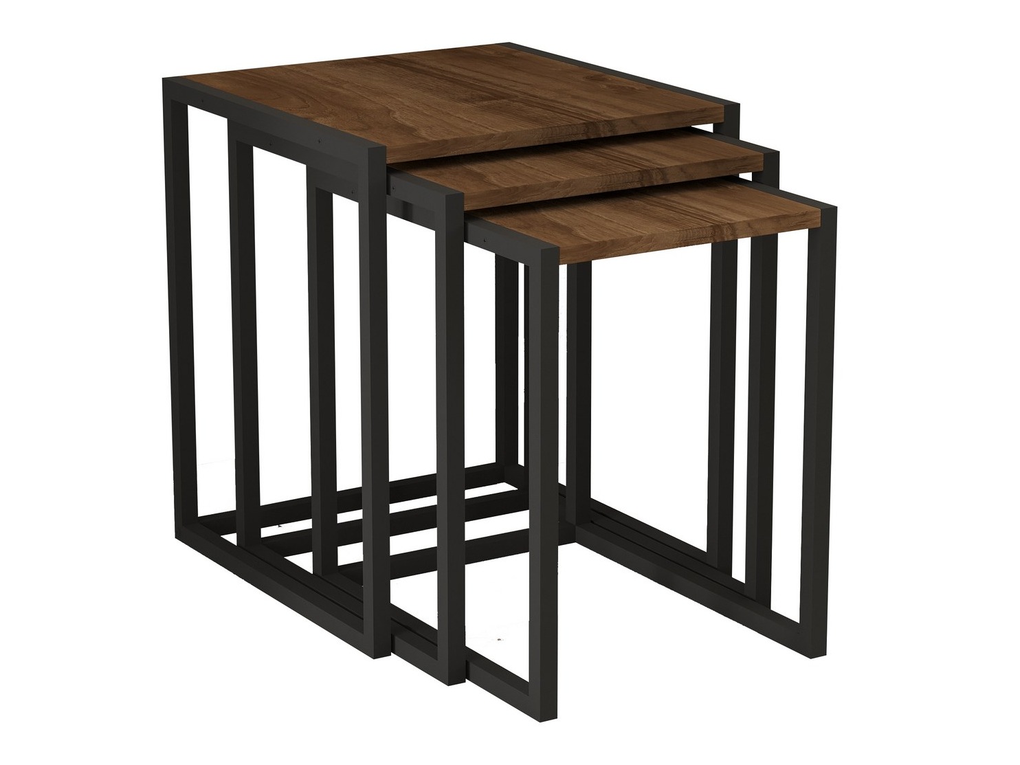 Šoninių staliukų komplektas Kailua 2721 (Juoda + Graikinis riešutas)