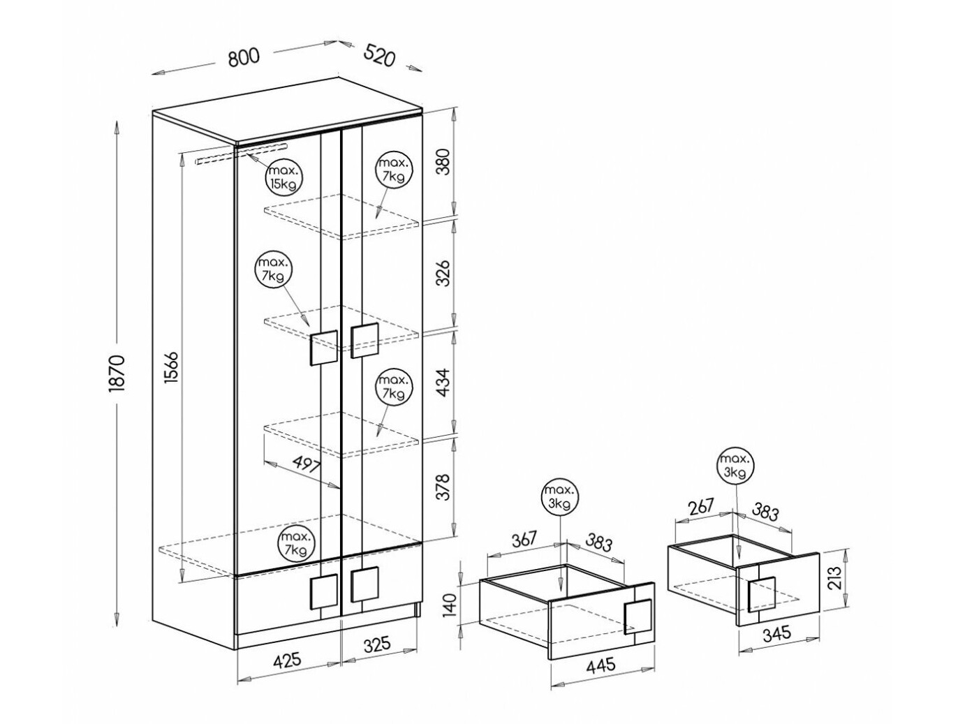 Spinta Elmenou 100 (Balta + Antracitas)