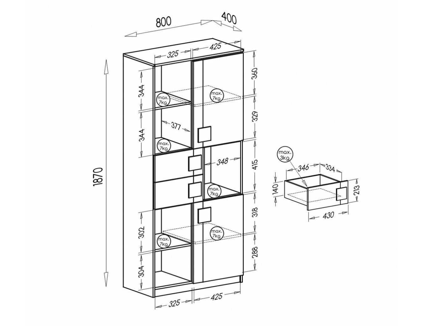 Lentyna Elmenou 101 (Balta + Antracitas)