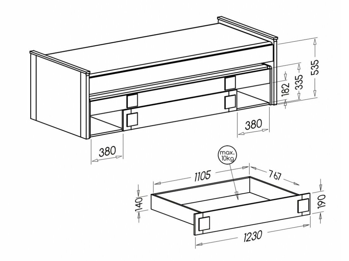 Lova Elmenou 115 (Balta + Antracitas)