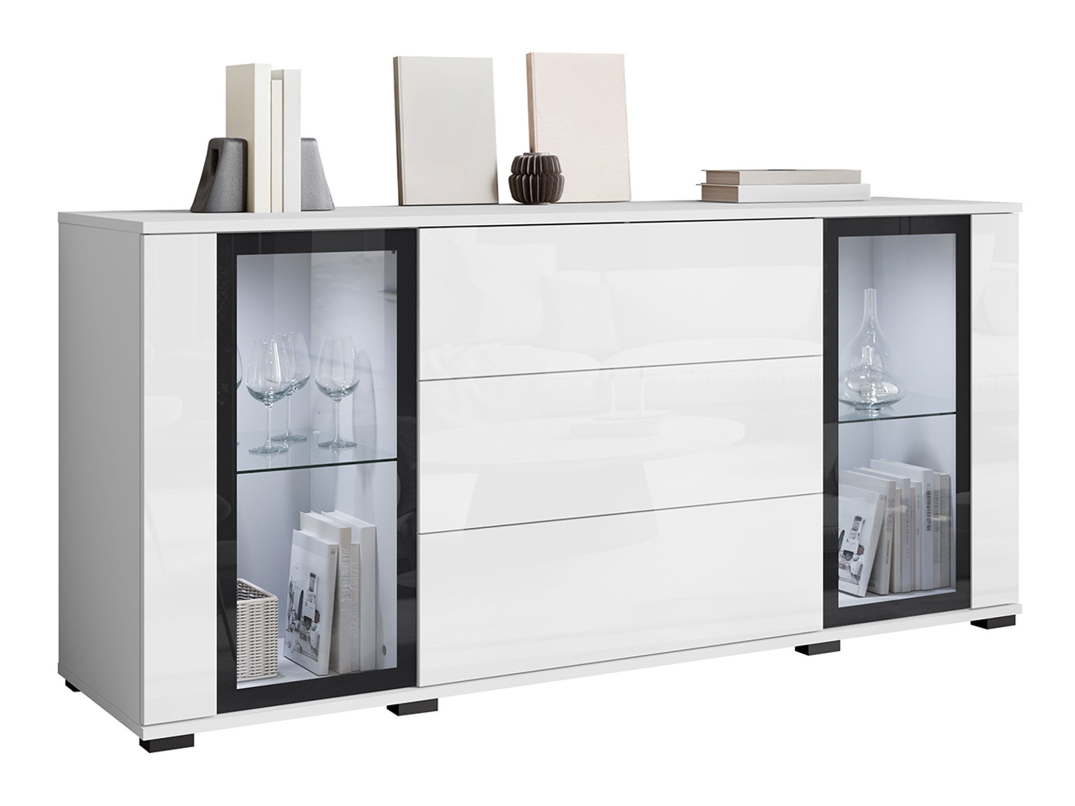 Komoda Torcame 101 (Balta + Blizgi balta)