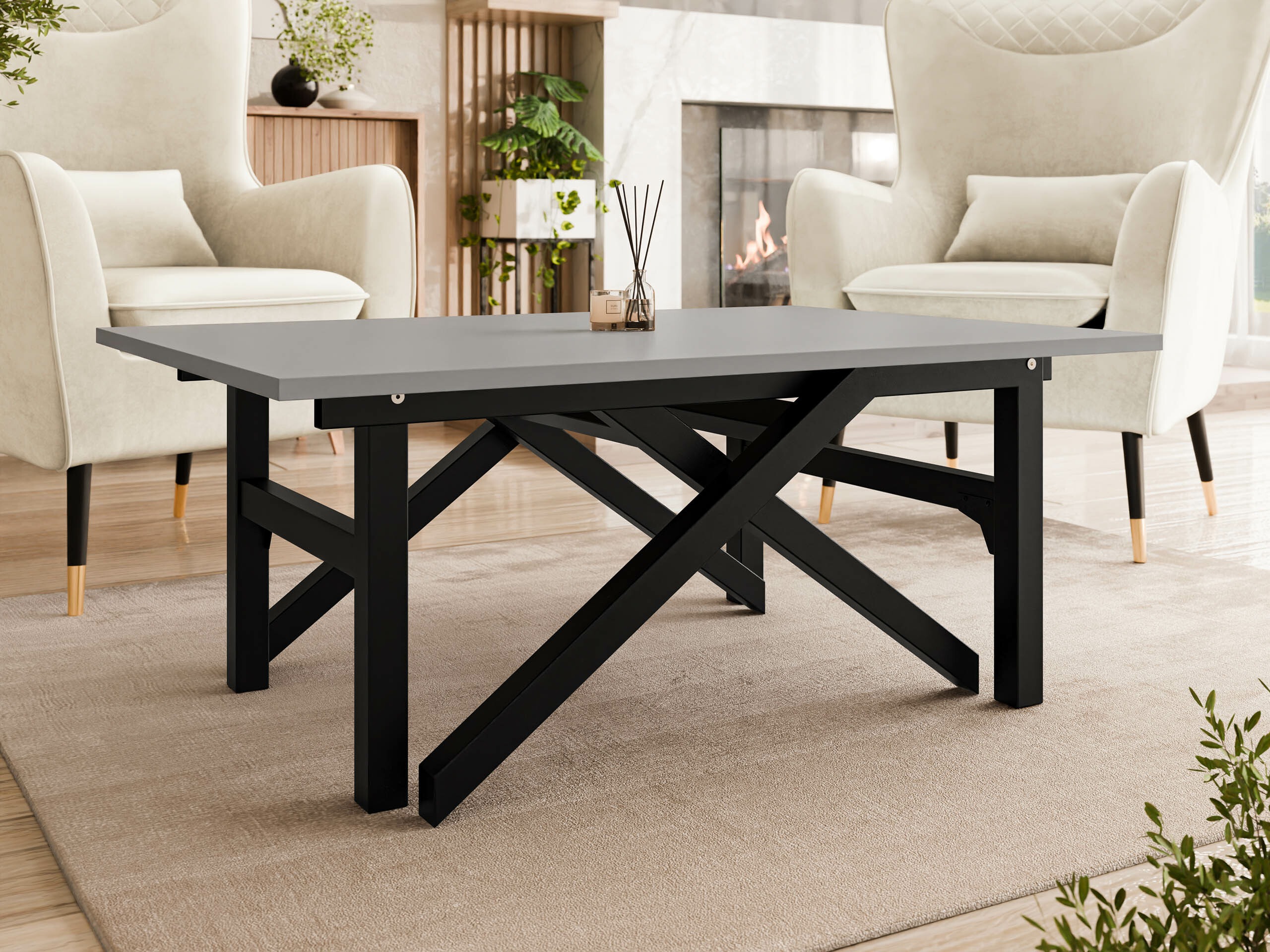 Žurnalinis staliukas transformeris Oswego 151 (Grafitas + Juoda)