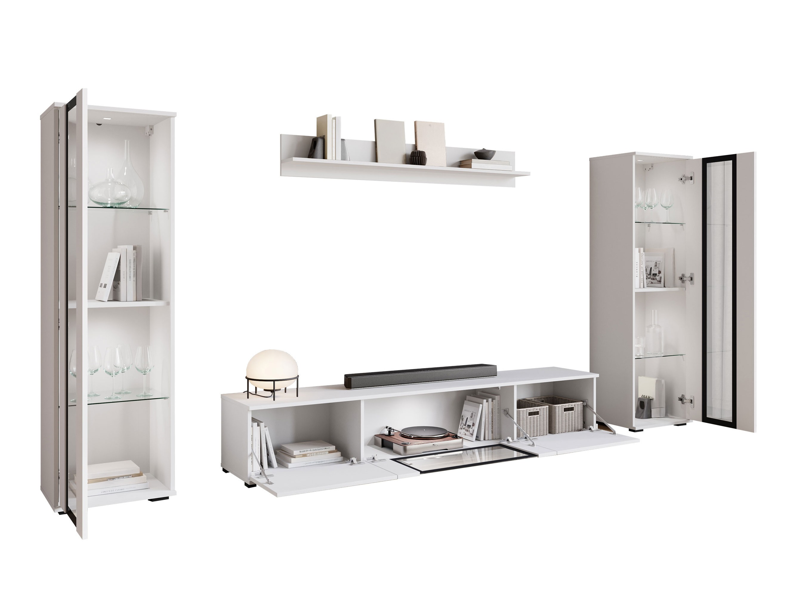 Svetainės komplektas Torcame 103 (Votan ąžuolas + Blizgi balta)