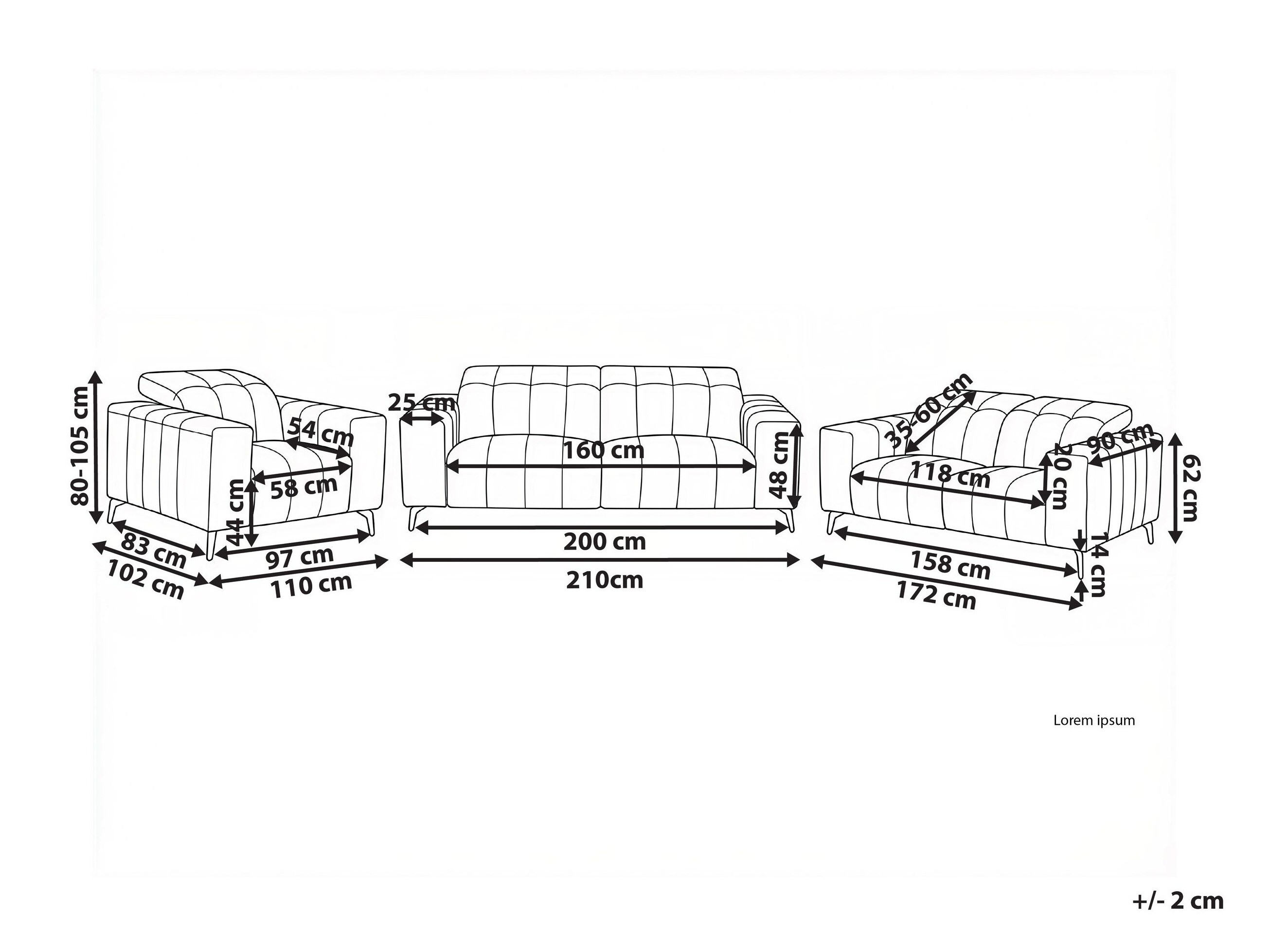Minkštų baldų komplektas Berwyn 2948 (Šviesi smėlinė)