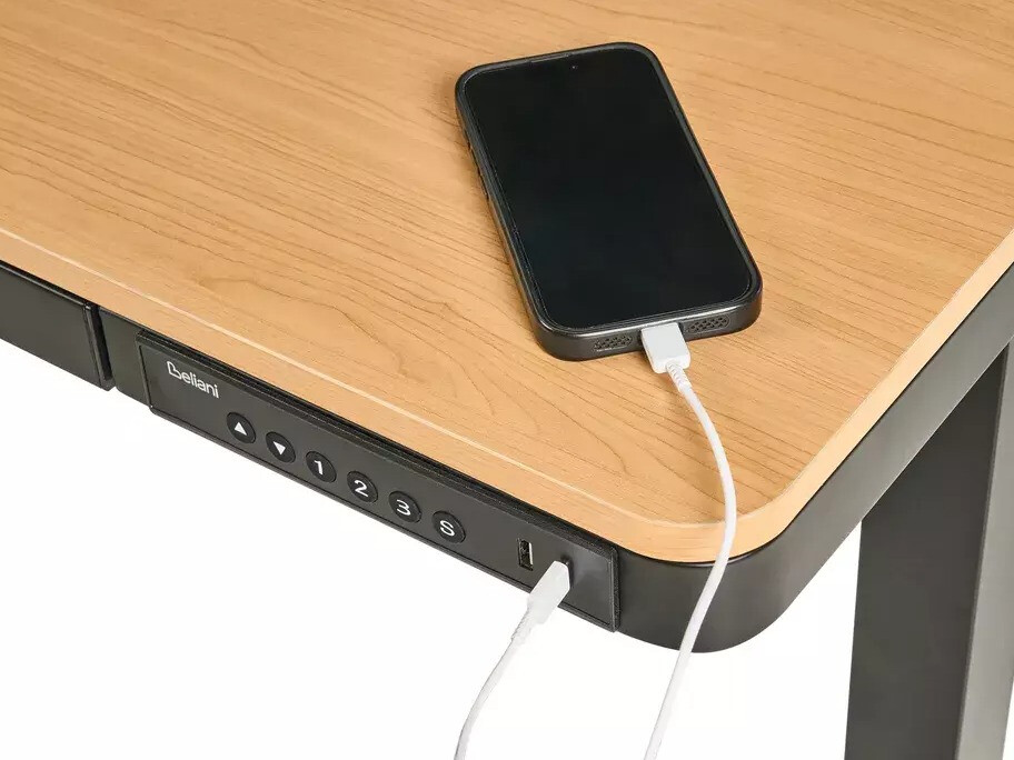 Reguliuojamo aukščio darbo stalas Berwyn 2994 (Juoda + Šviesi ruda)