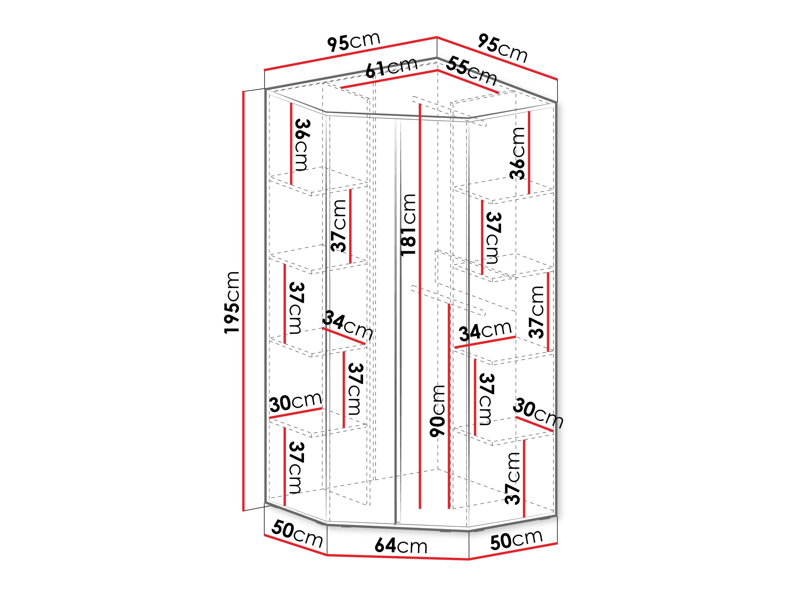 Kampinė spinta Fiosono 101 (Dusty žalia + Ąžuolas)