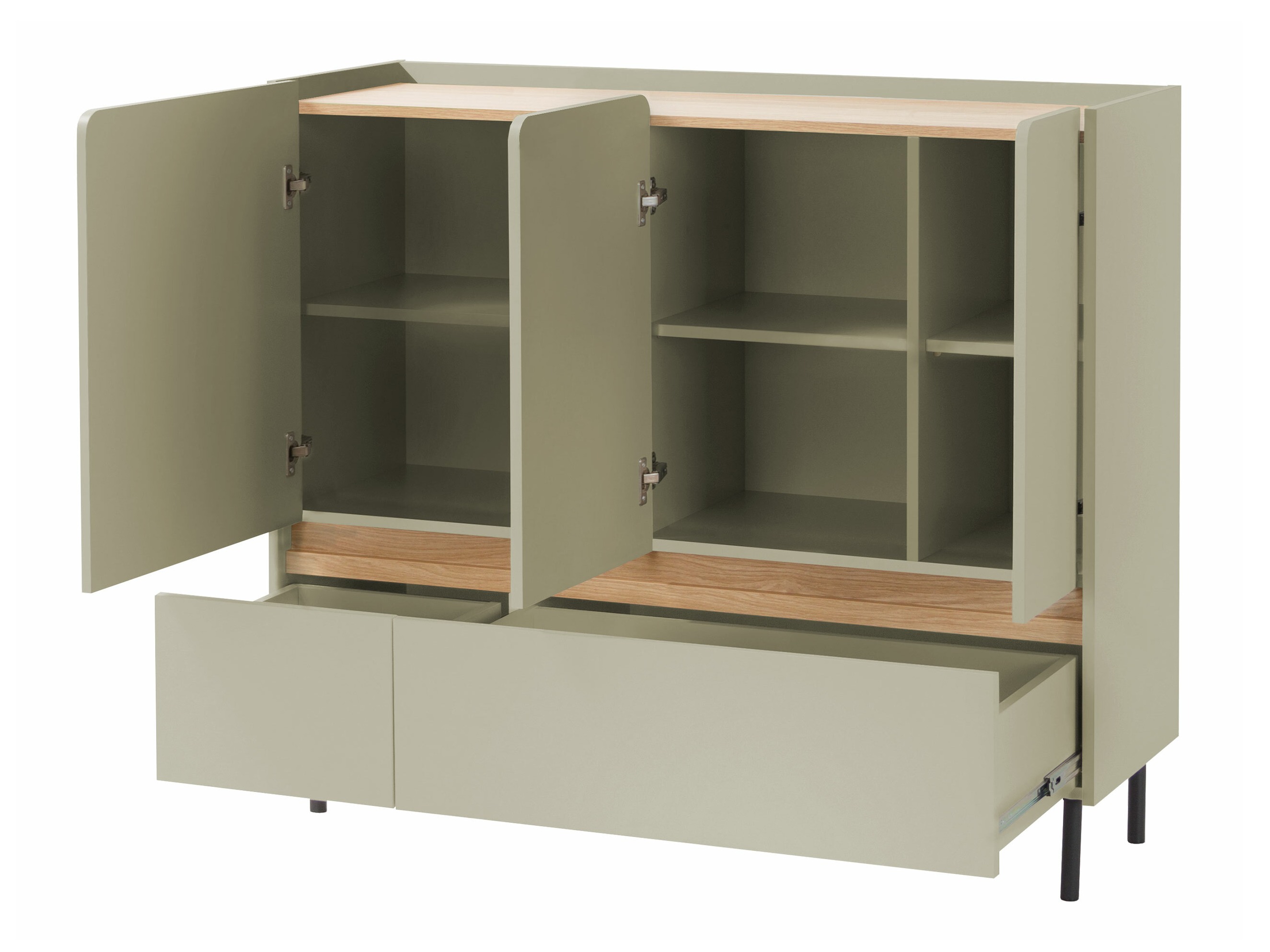 Komoda Fiosono 106 (Dusty žalia + Ąžuolas)