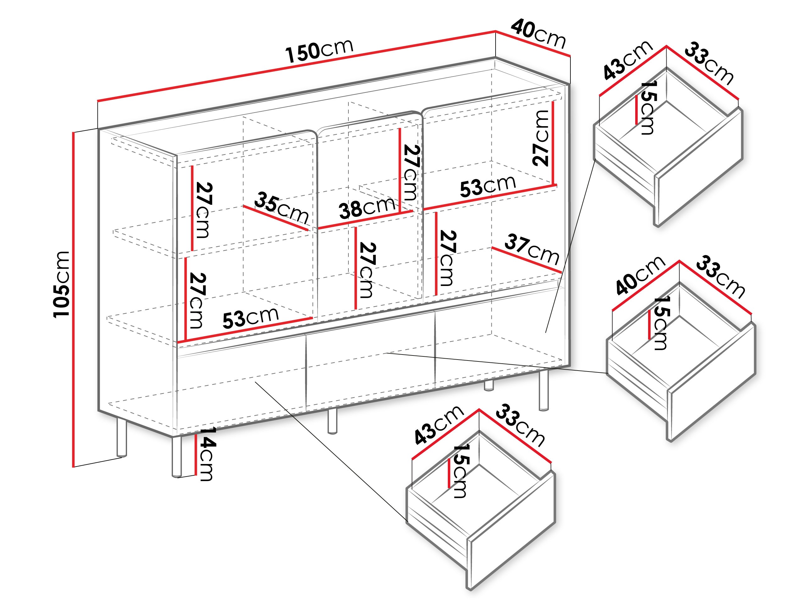 Komoda Fiosono 106 (Eukaliptas + Ąžuolas)