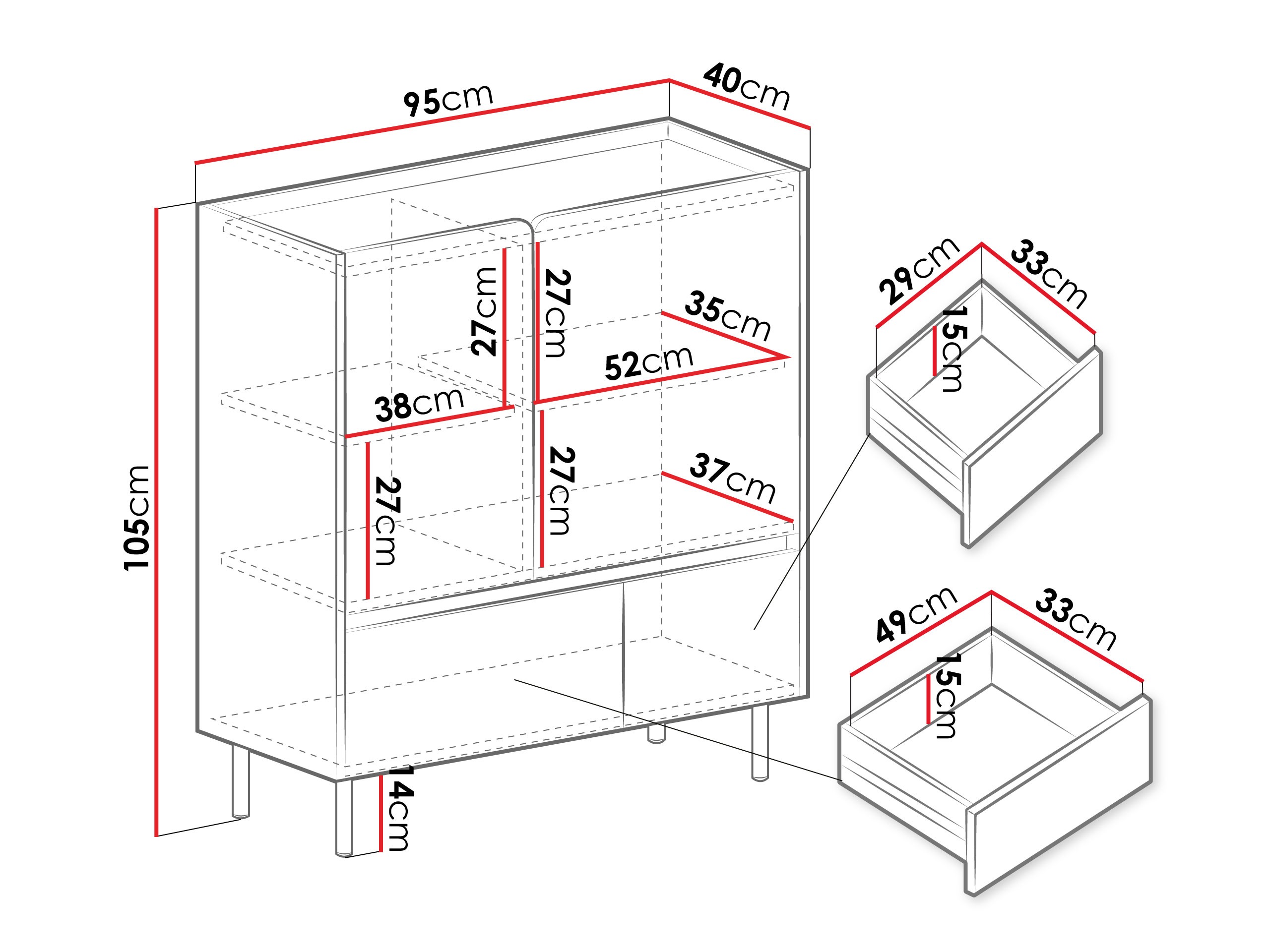 Komoda Fiosono 108 (Eukaliptas + Ąžuolas)