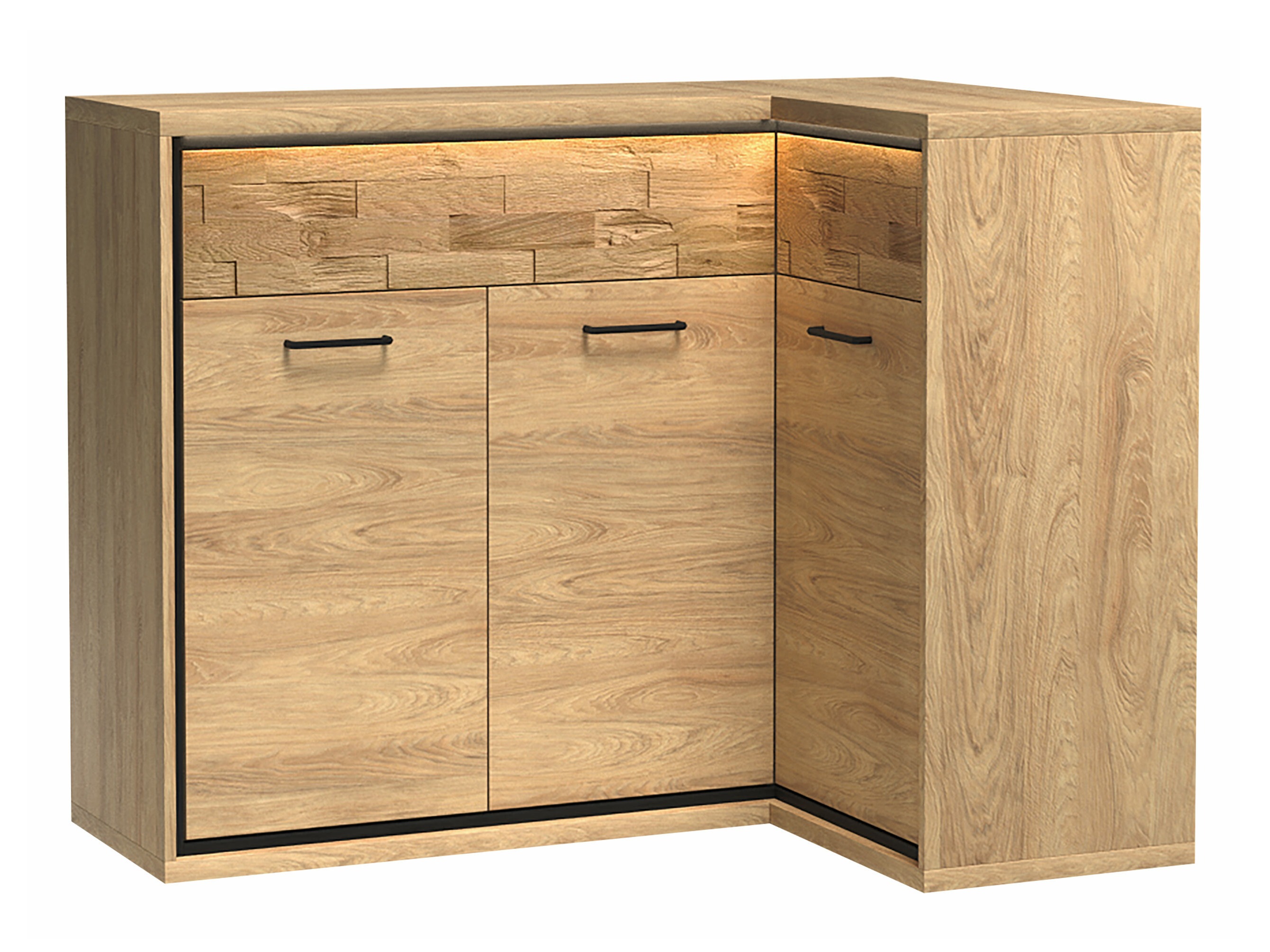 Kampinė komoda Etrmoni 106 (Šviesus medis + Ąžuolas)