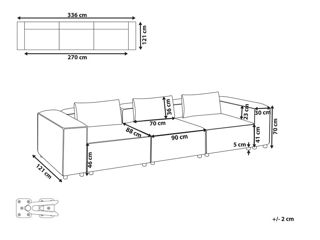 Modulinė sofa Avialu 101 (Pilka)