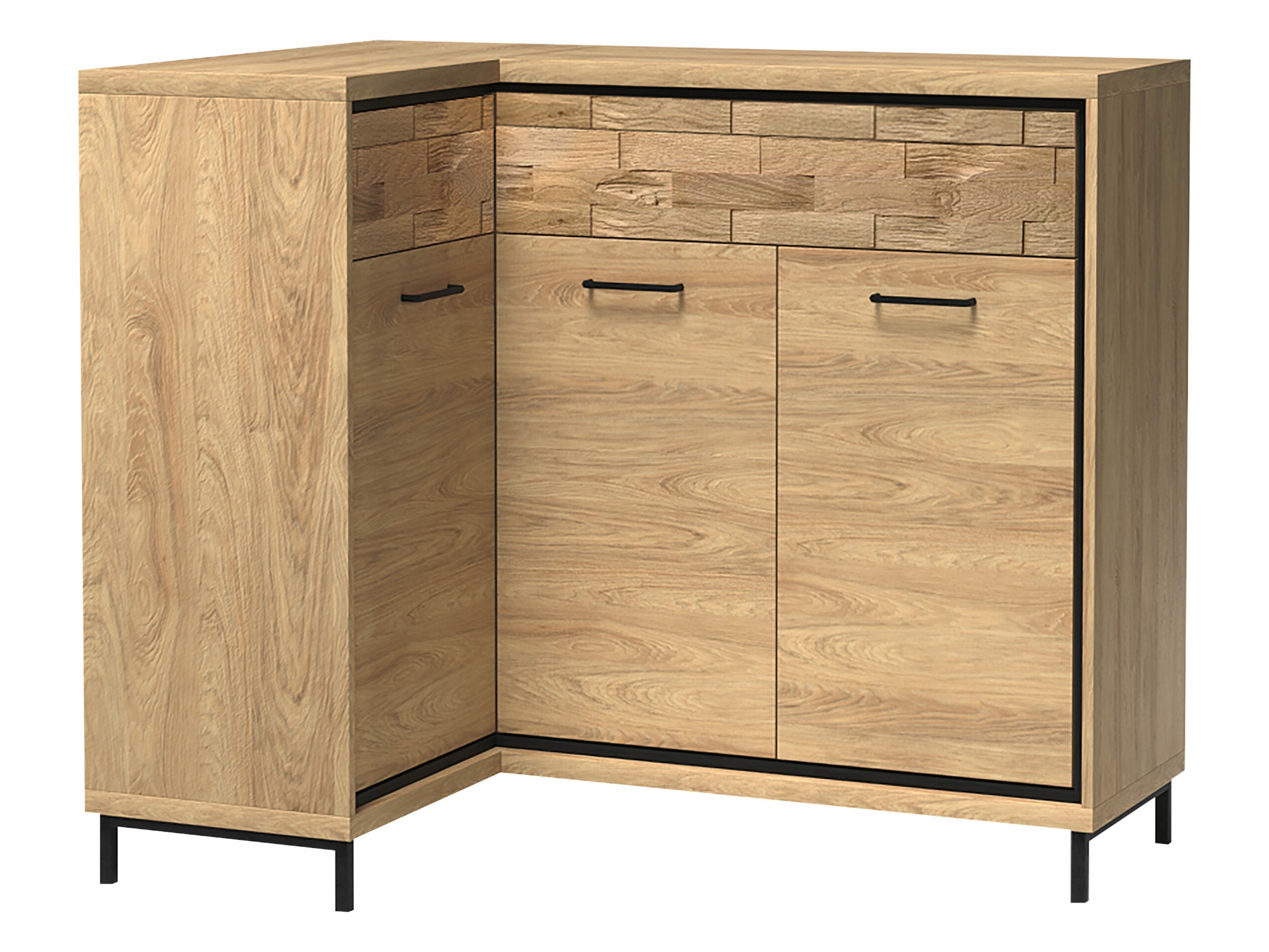 Kampinė komoda Etrmoni 121 (Šviesus medis + Ąžuolas)