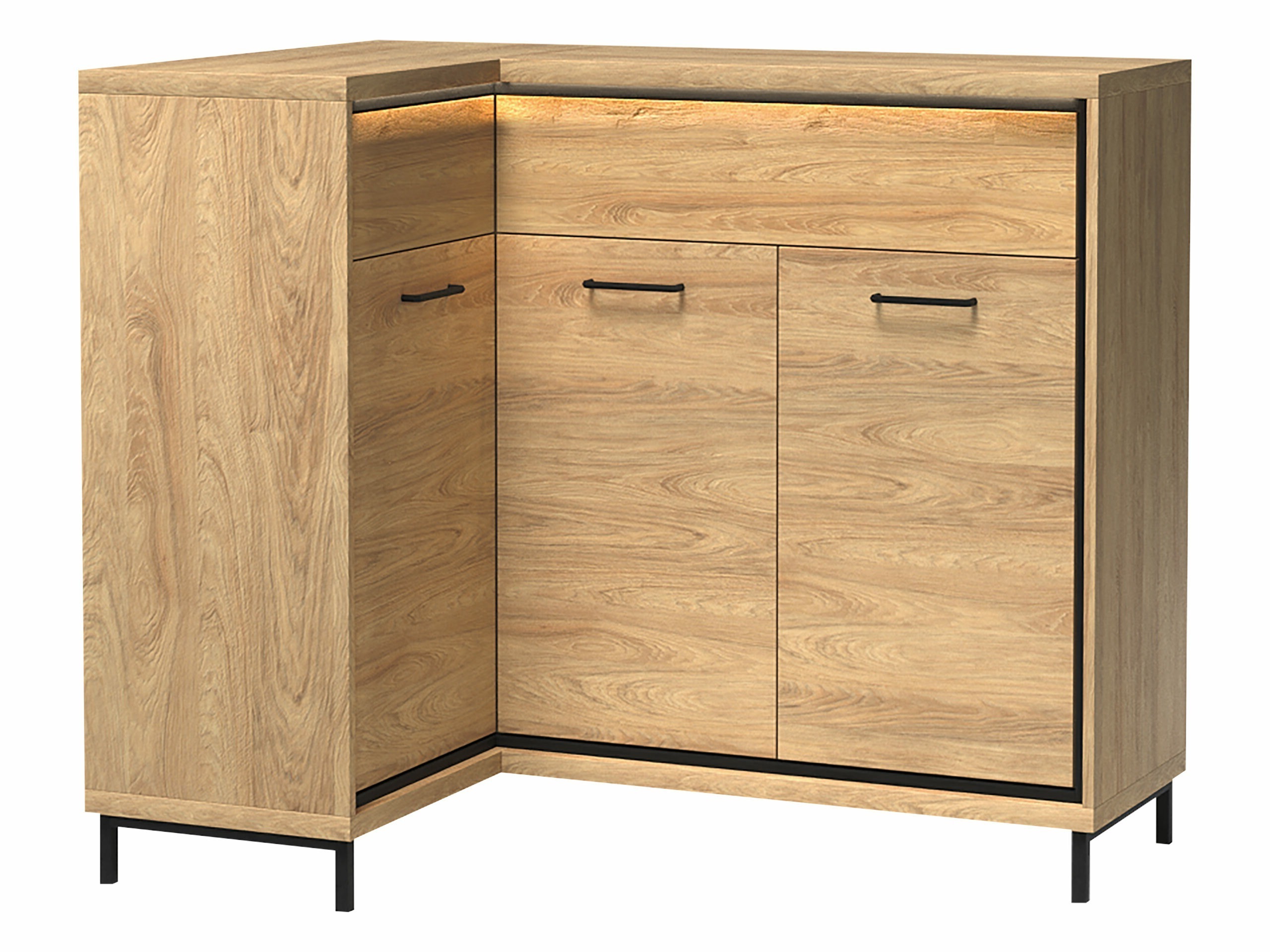 Kampinė komoda Etrmoni 121 (Šviesus medis)