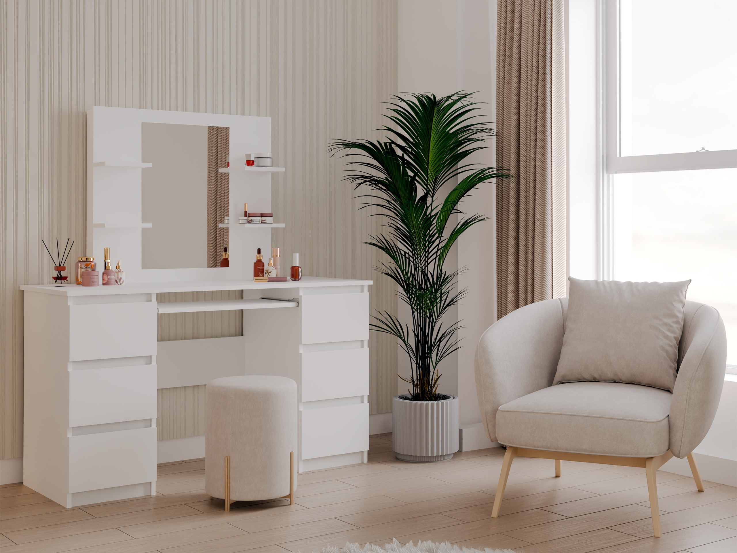 Makiažo staliukas Mandeville 359 (Balta)