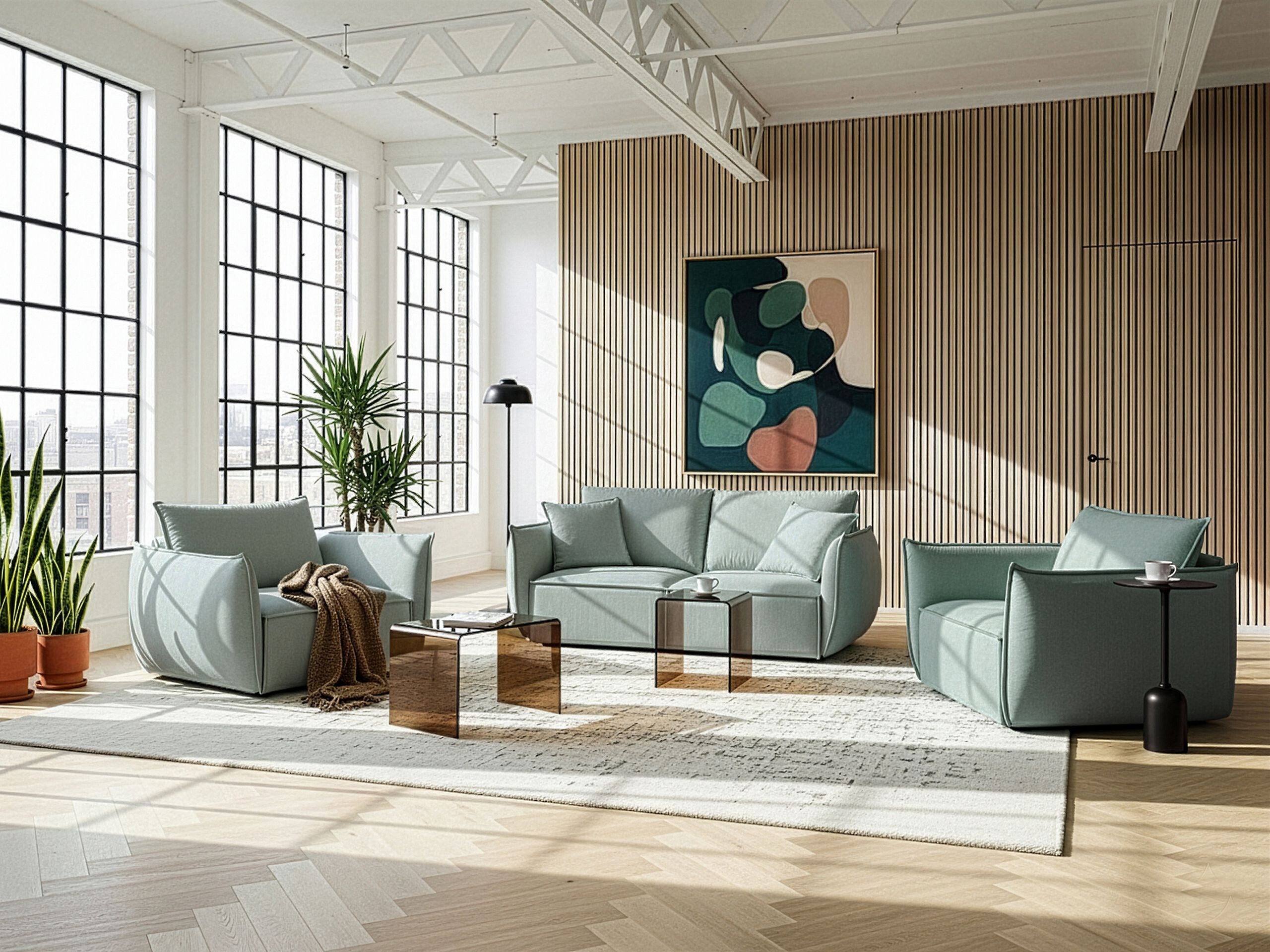 Minkštų baldų komplektas Berwyn 3024 (Šviesi žalia)