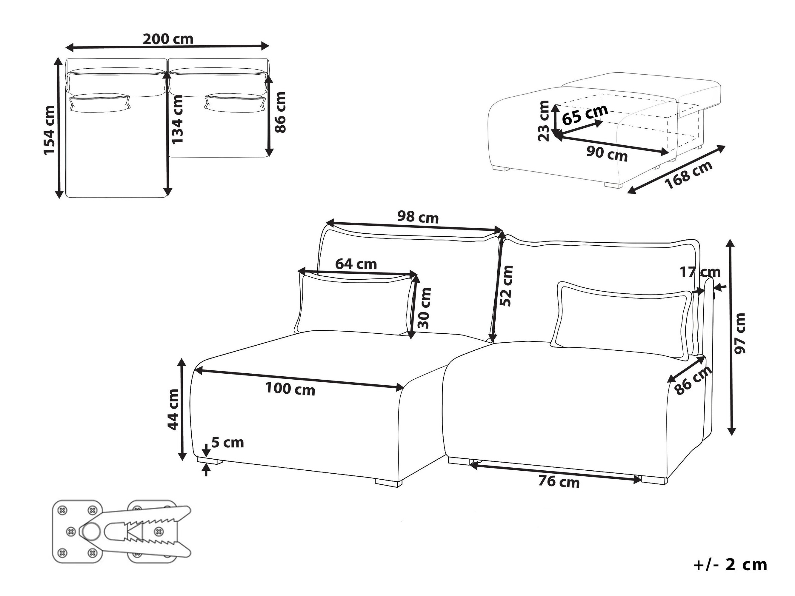 Modulinis minkštas kampas Berwyn 3021 (Mėlyna)