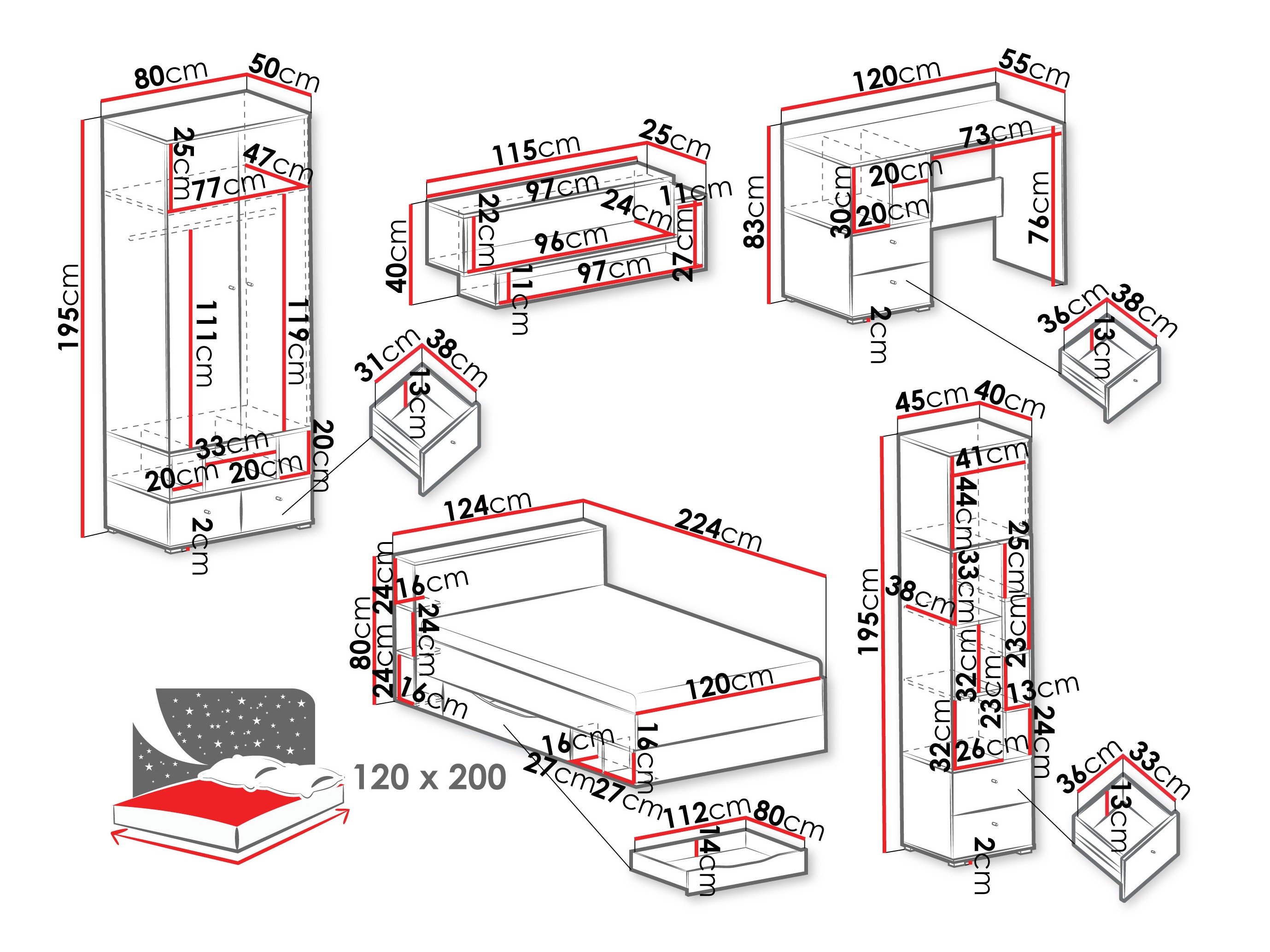 Baldų komplektas Ciravie 108