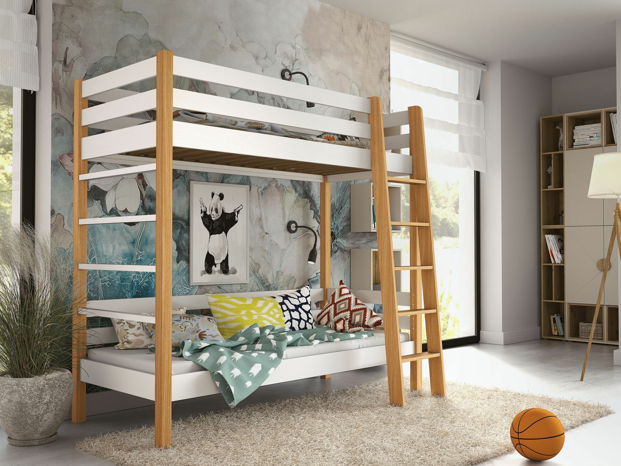 Dviaukštė lova Ogden 174 (Balta)